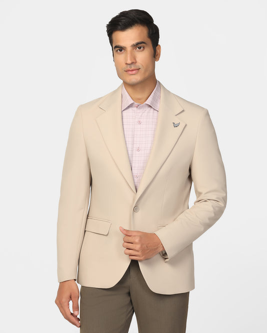 Formal Beige Solid Blazer - Kenneth