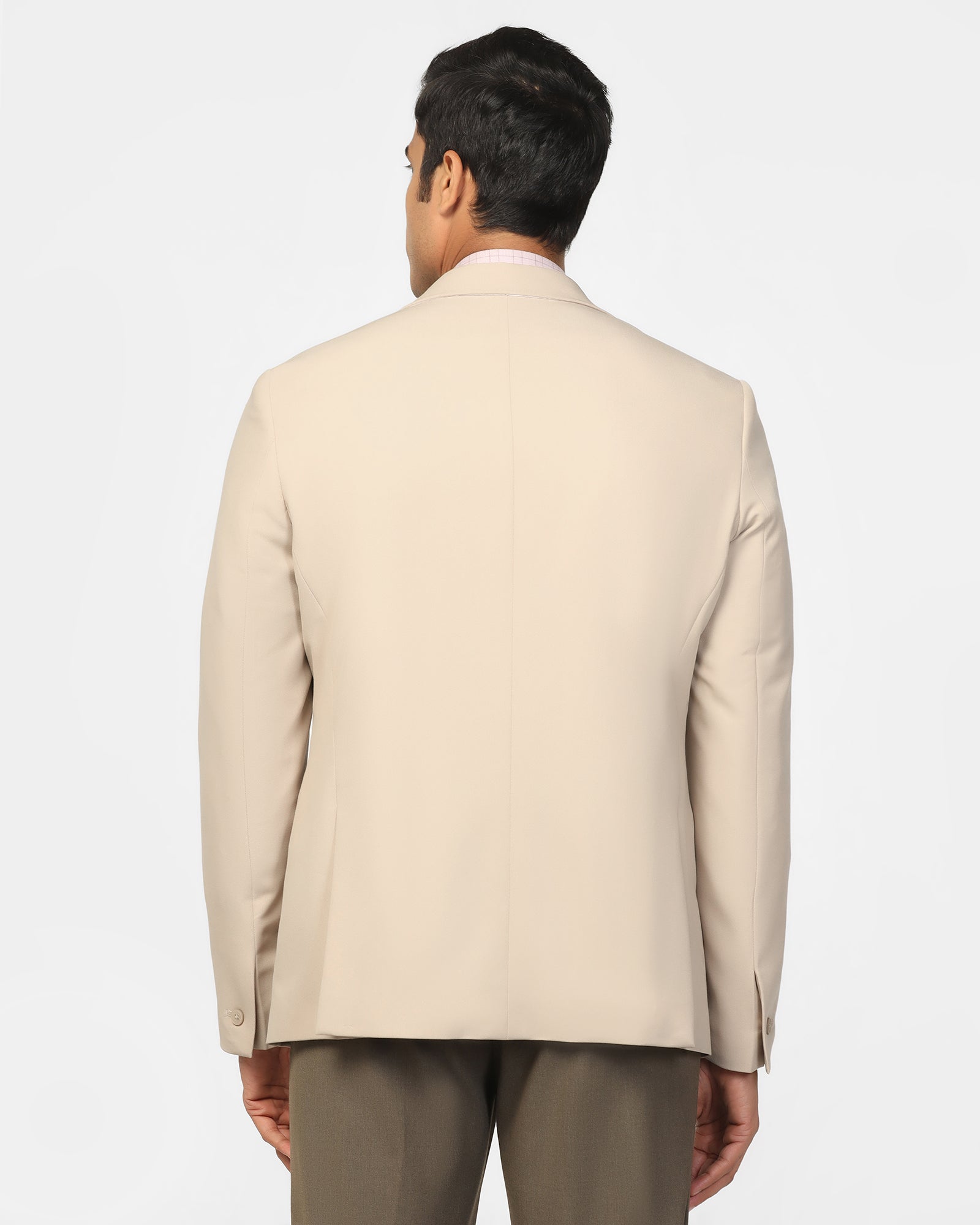 Formal Beige Solid Blazer - Kenneth