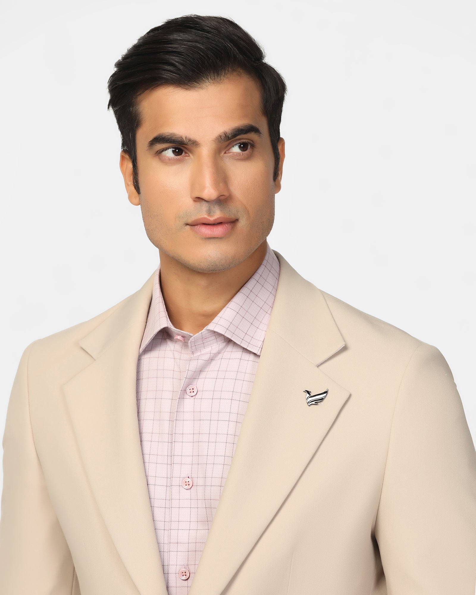 Formal Beige Solid Blazer - Kenneth