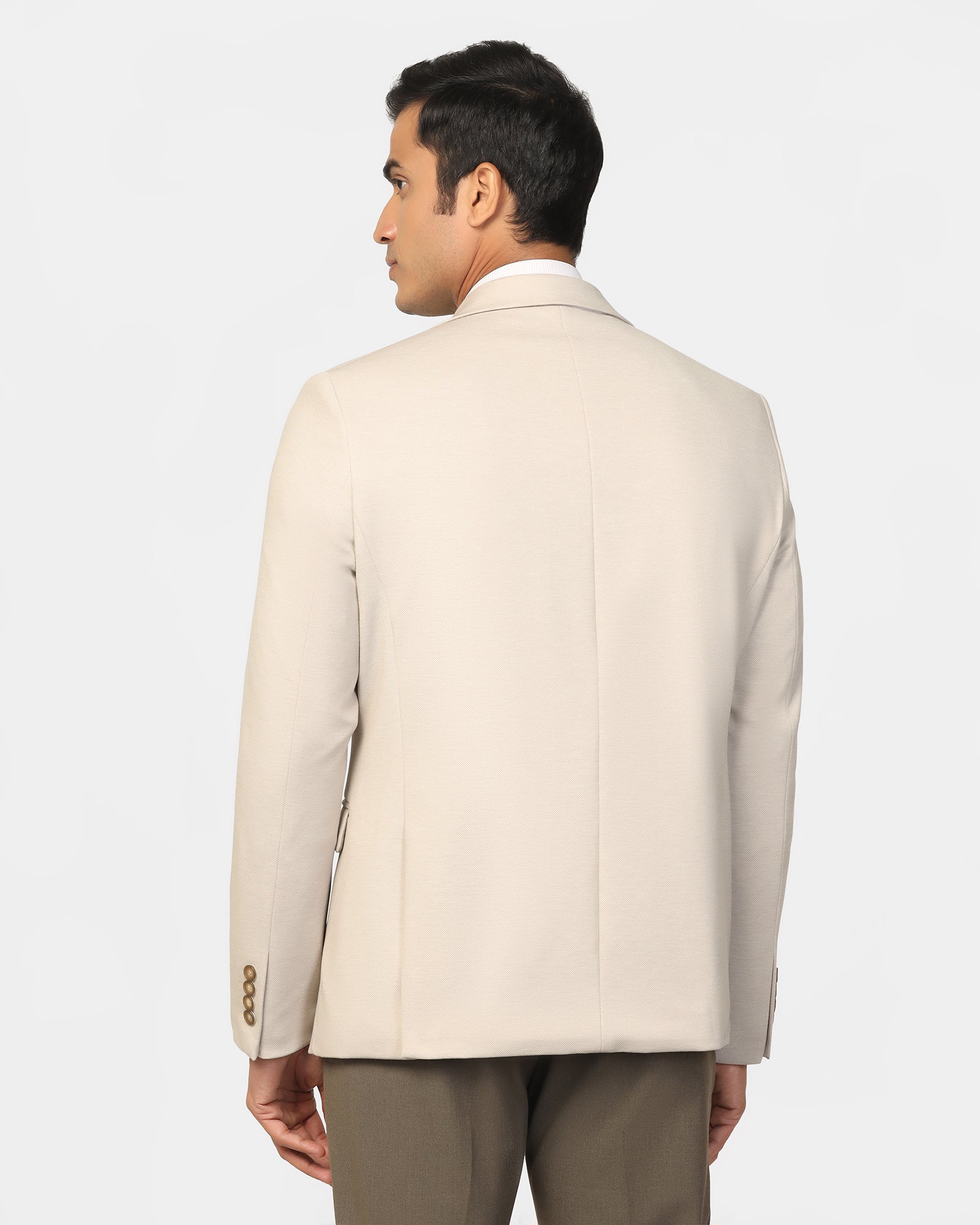 Formal Beige Textured Blazer - Dylan