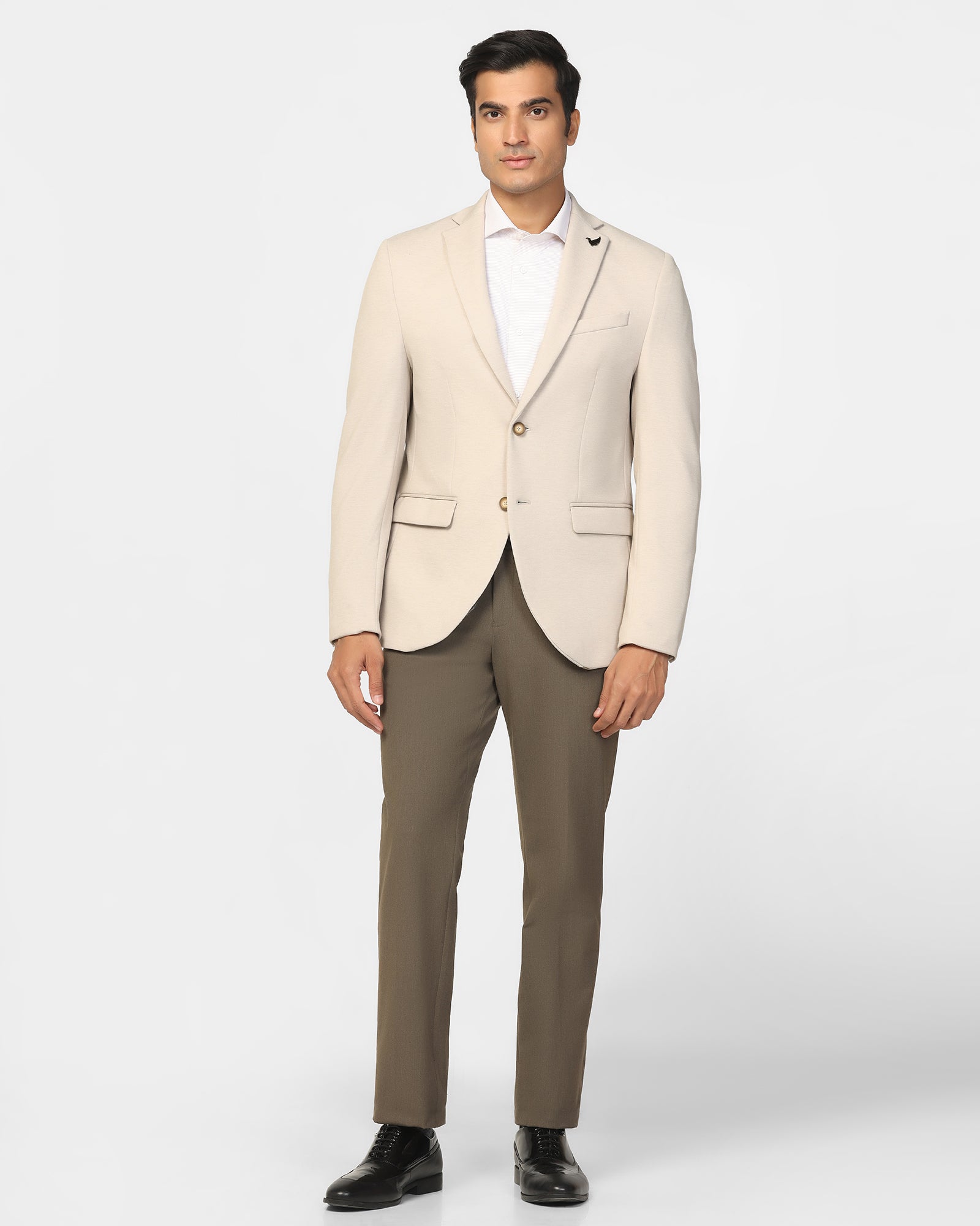 Formal Beige Textured Blazer - Dylan
