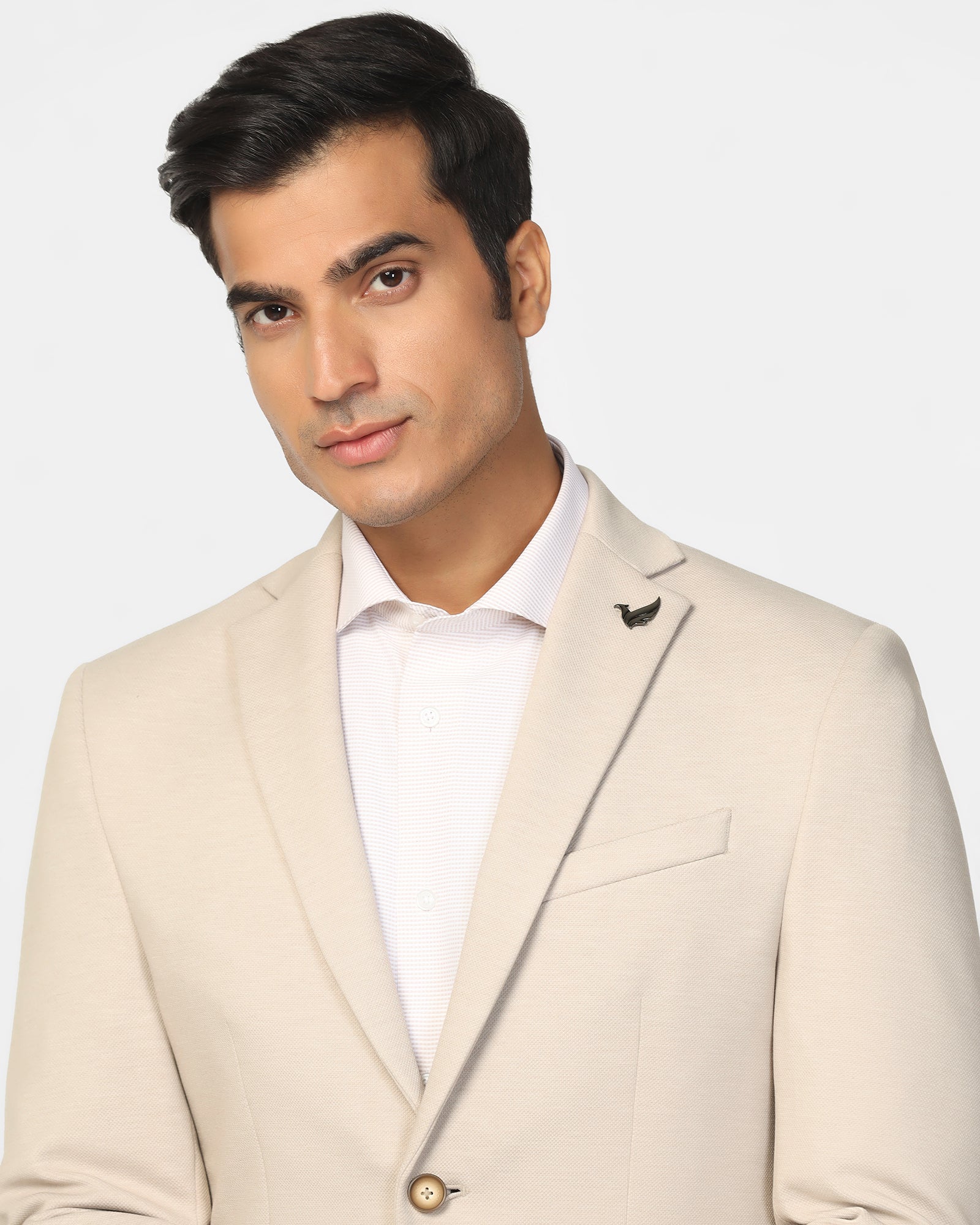 Formal Beige Textured Blazer - Dylan