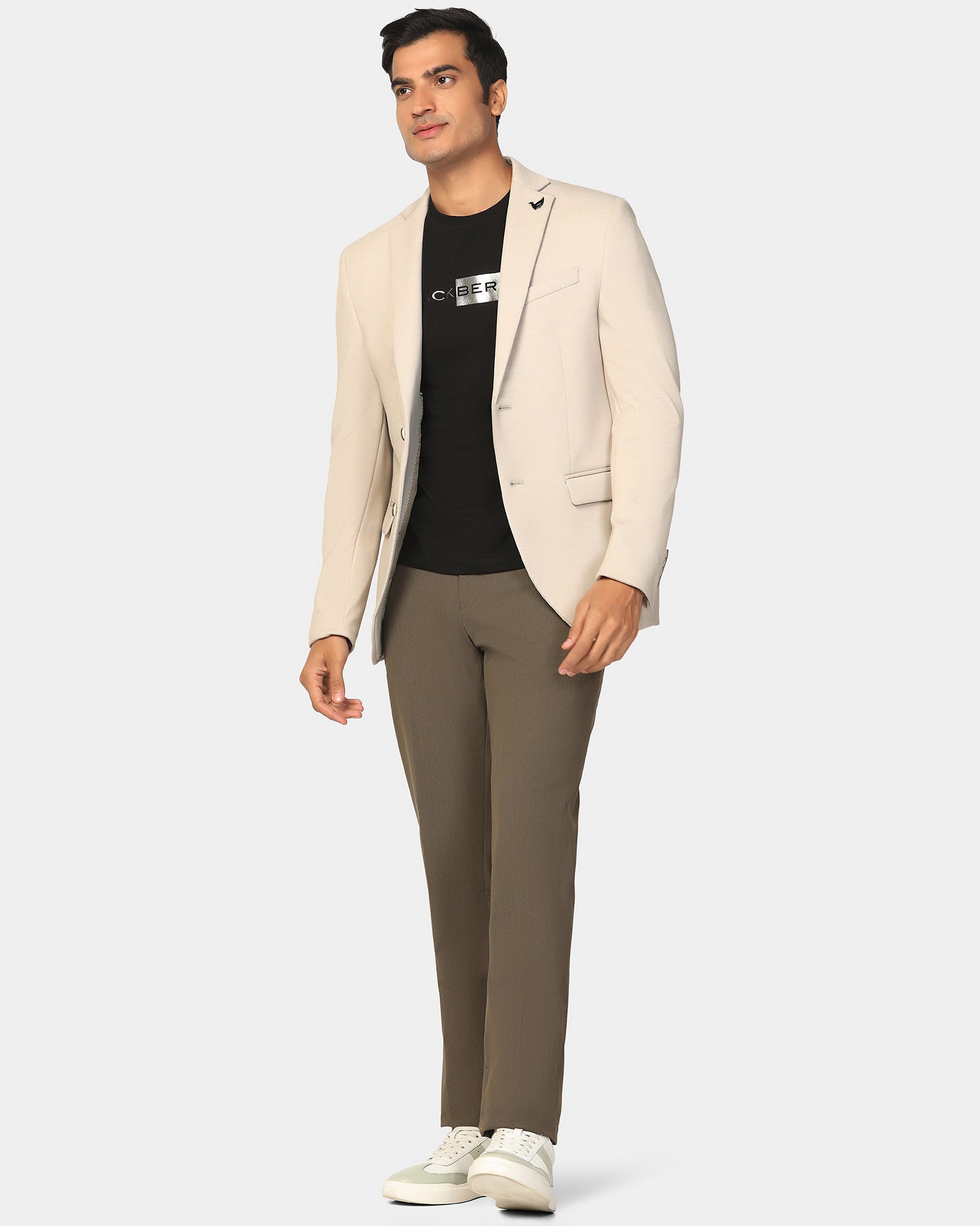 Formal Beige Textured Blazer - Dylan