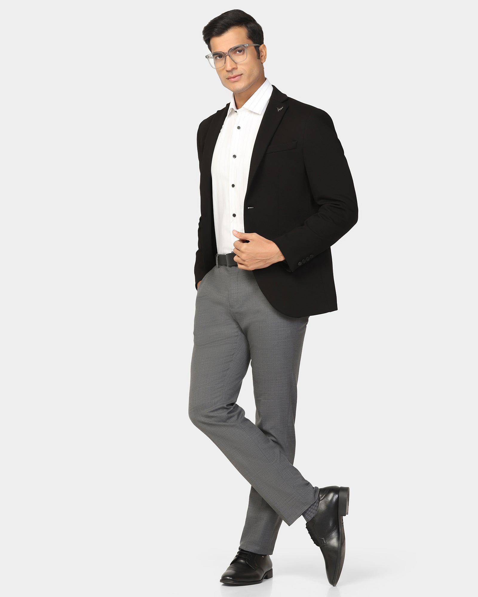 Formal Black Textured Blazer - Dylan