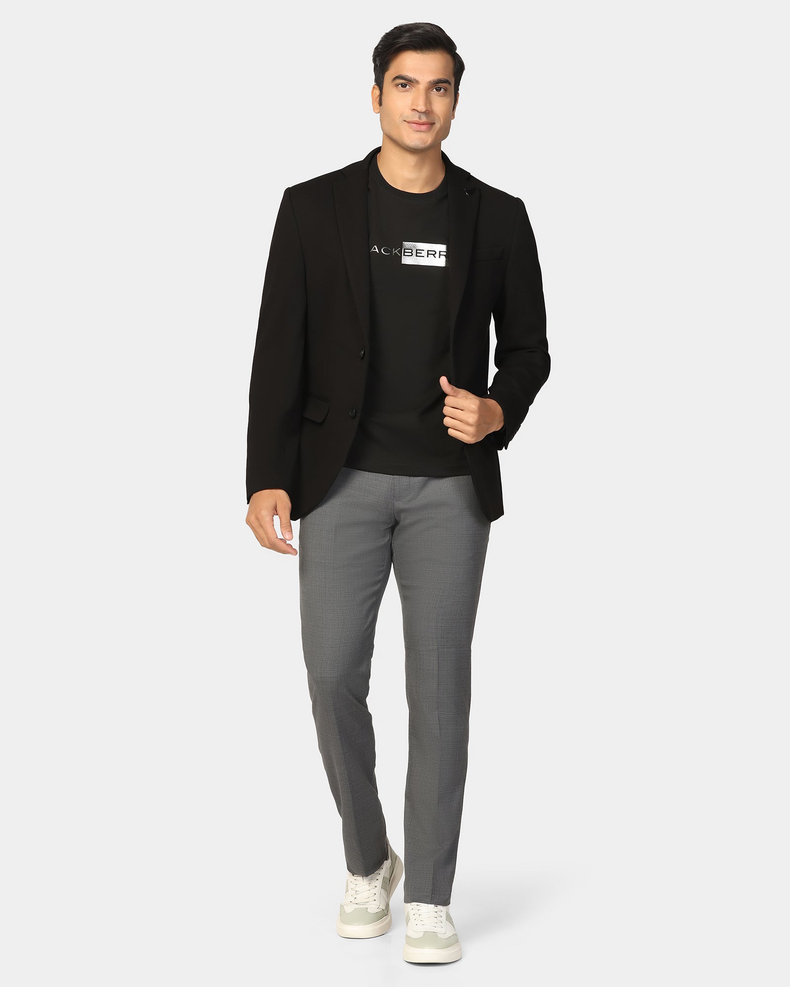 Formal Black Textured Blazer - Dylan