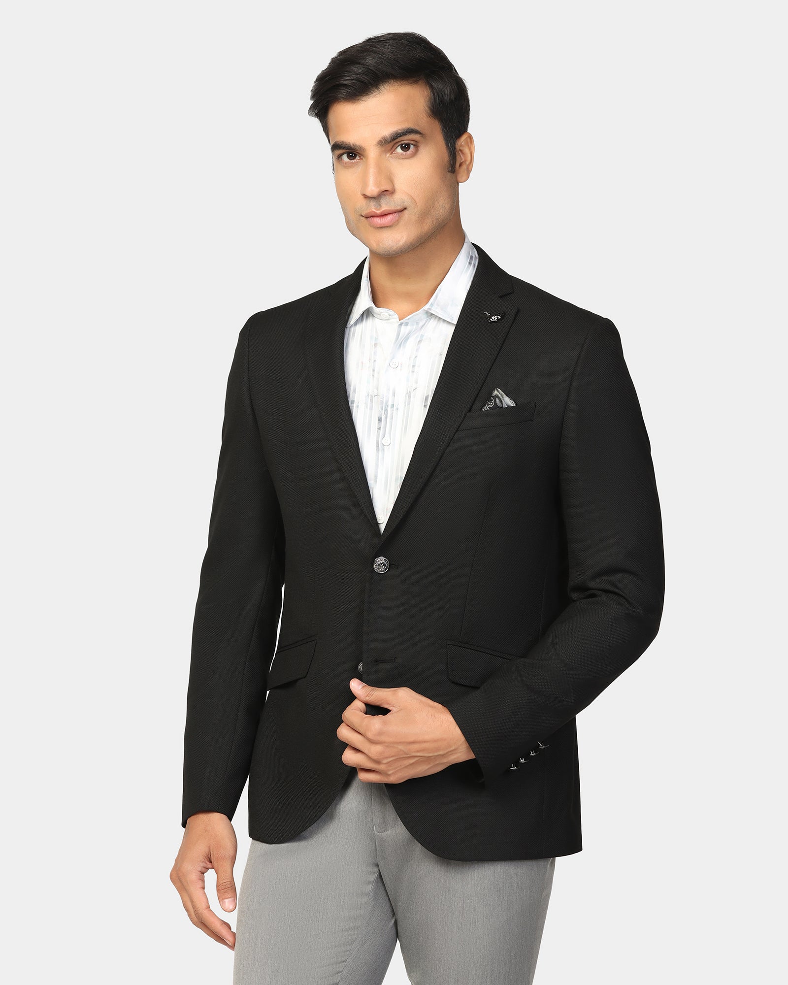 Formal Black Textured Blazer - Quaint