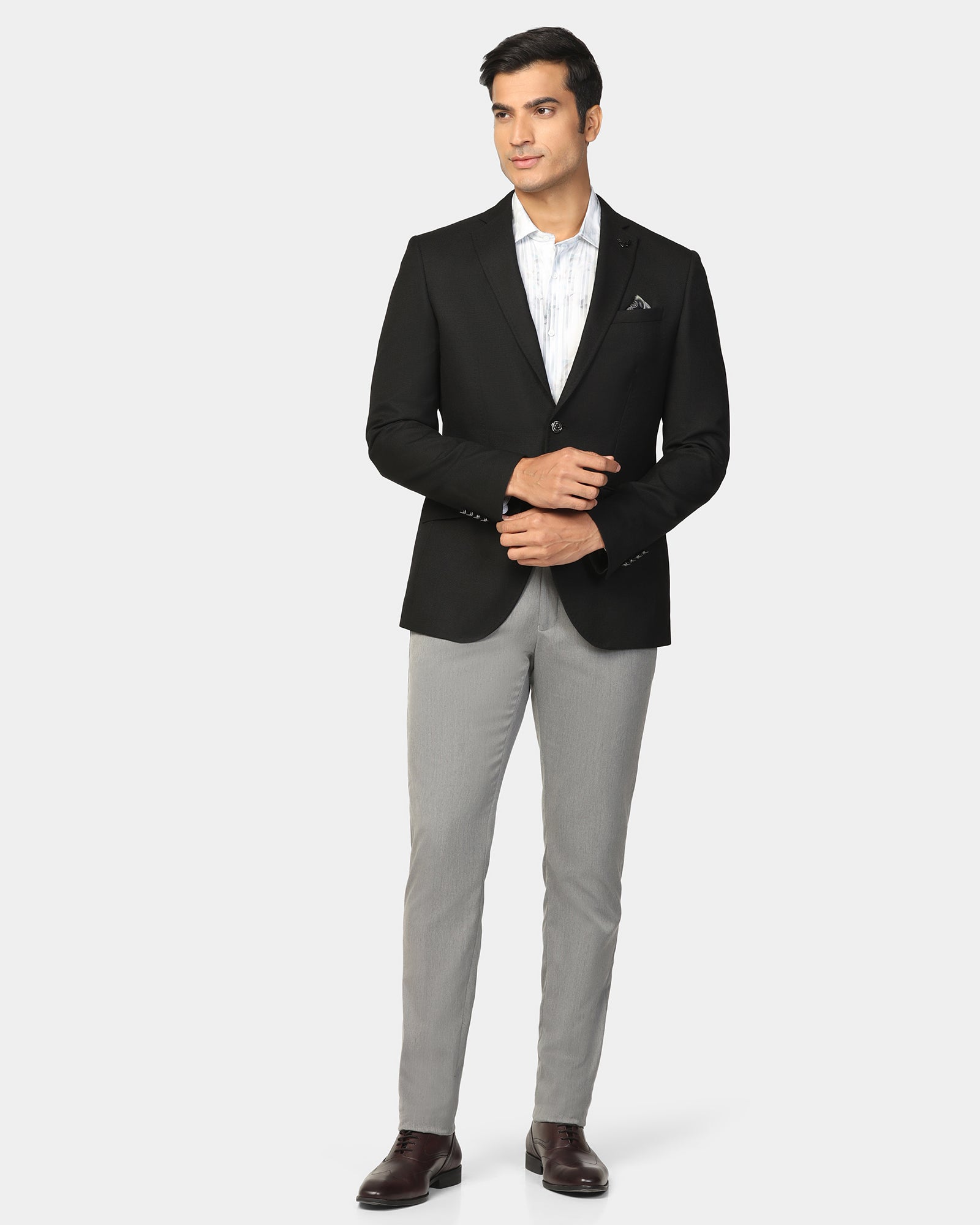 Formal Black Textured Blazer - Quaint