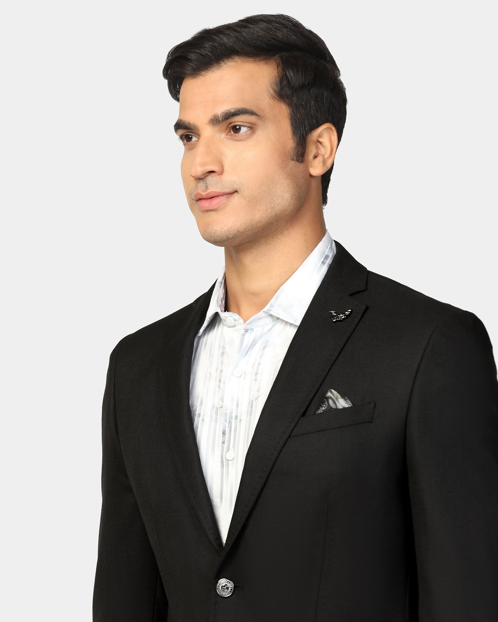 Formal Black Textured Blazer - Quaint
