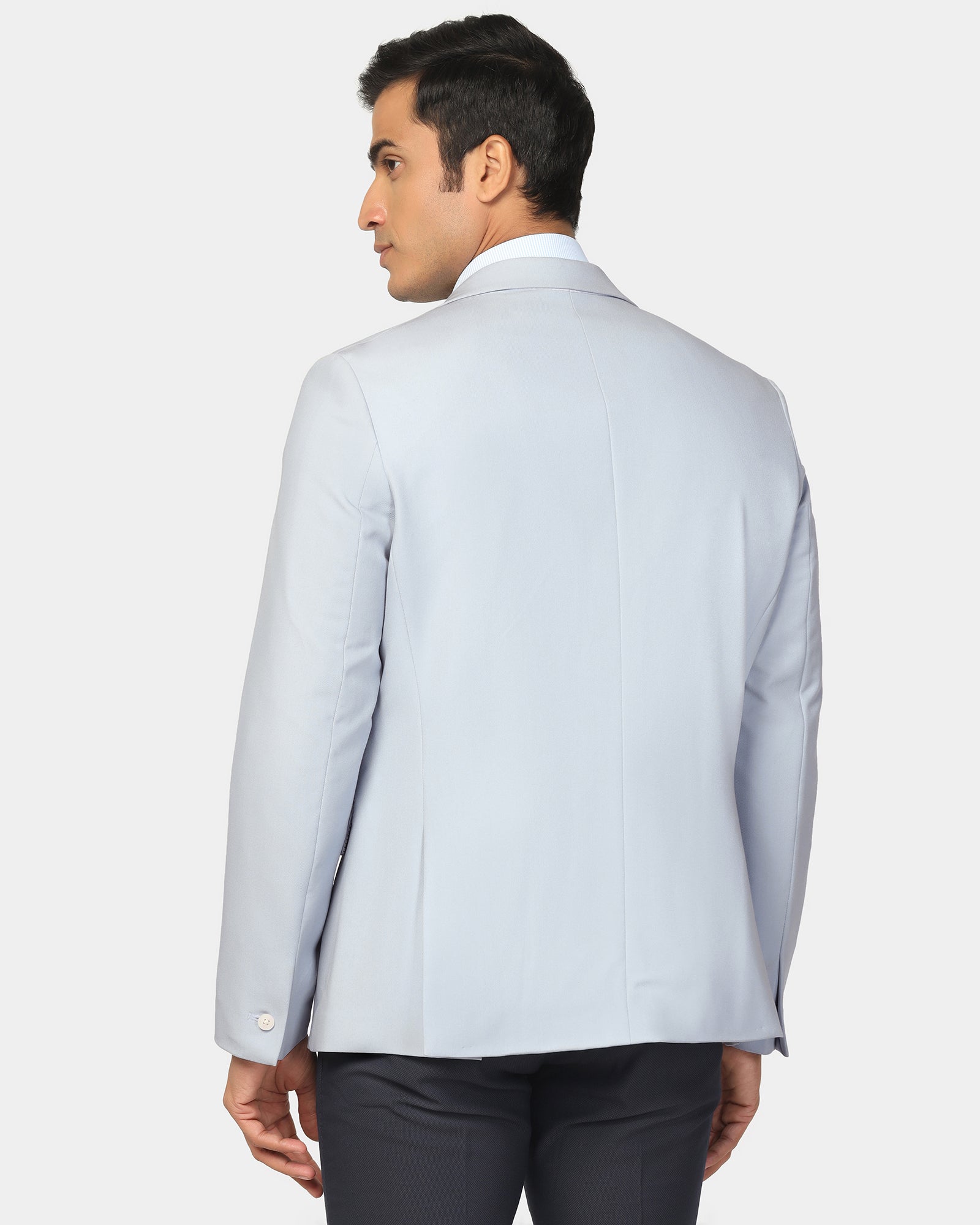 Formal Light Blue Solid Blazer - Kenneth