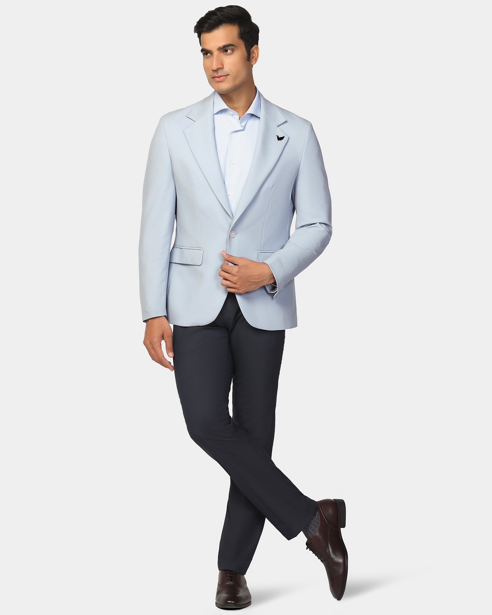 Formal Light Blue Solid Blazer - Kenneth