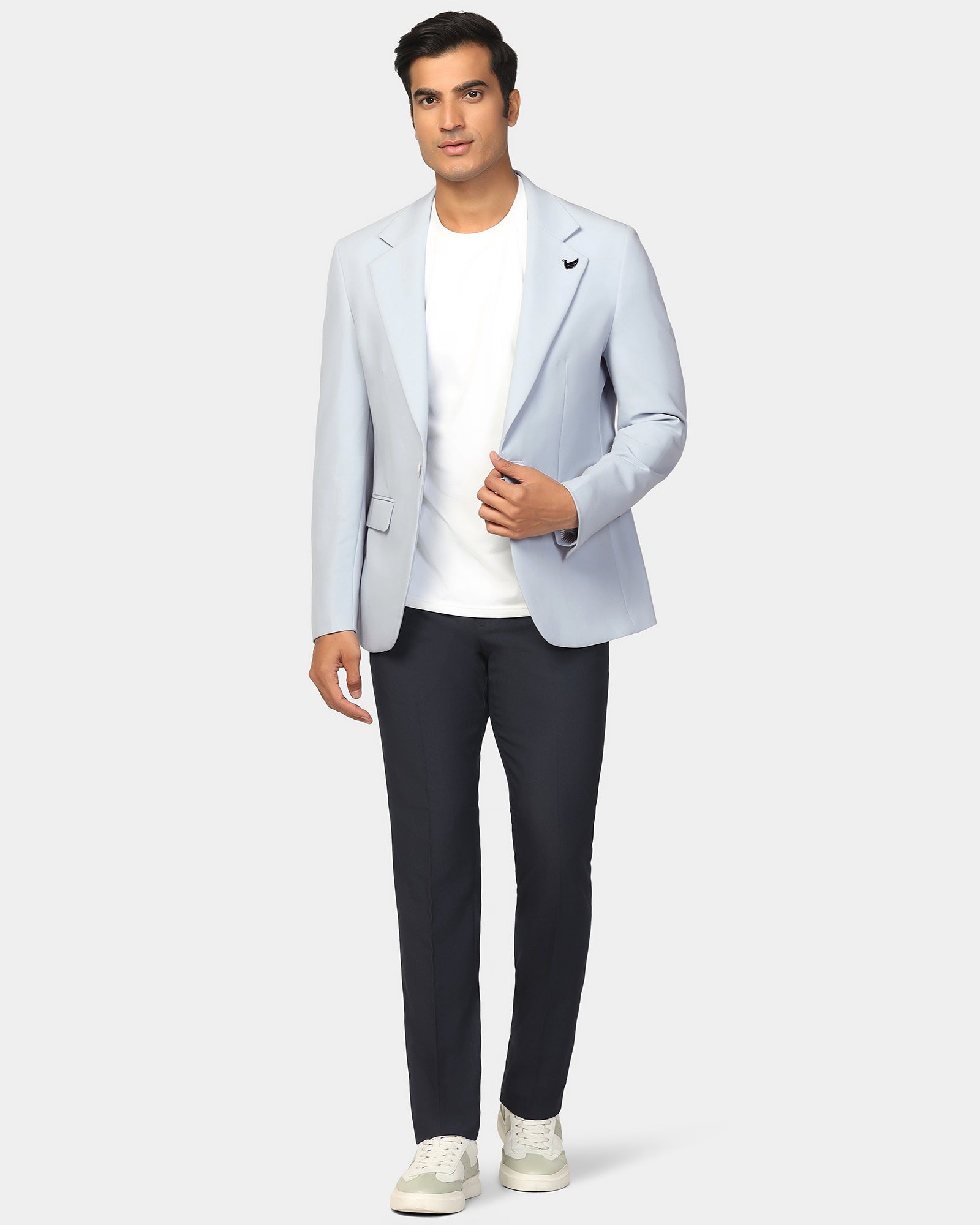 Formal Light Blue Solid Blazer - Kenneth