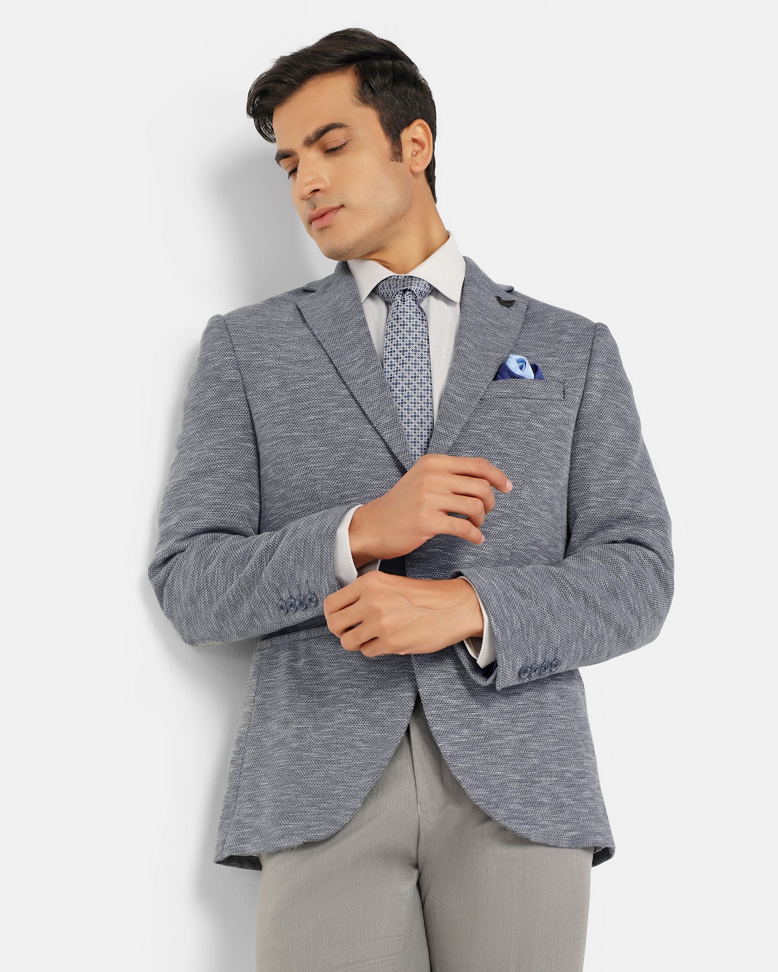 Formal Navy Textured Blazer - Jacobs
