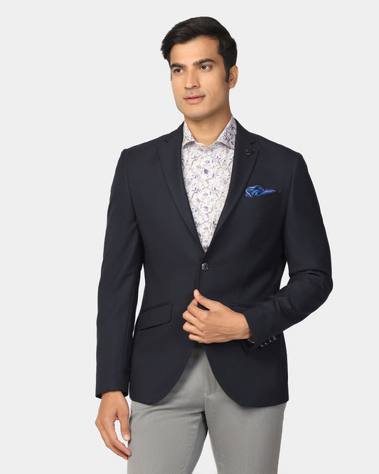 Formal Navy Textured Blazer - Quaint