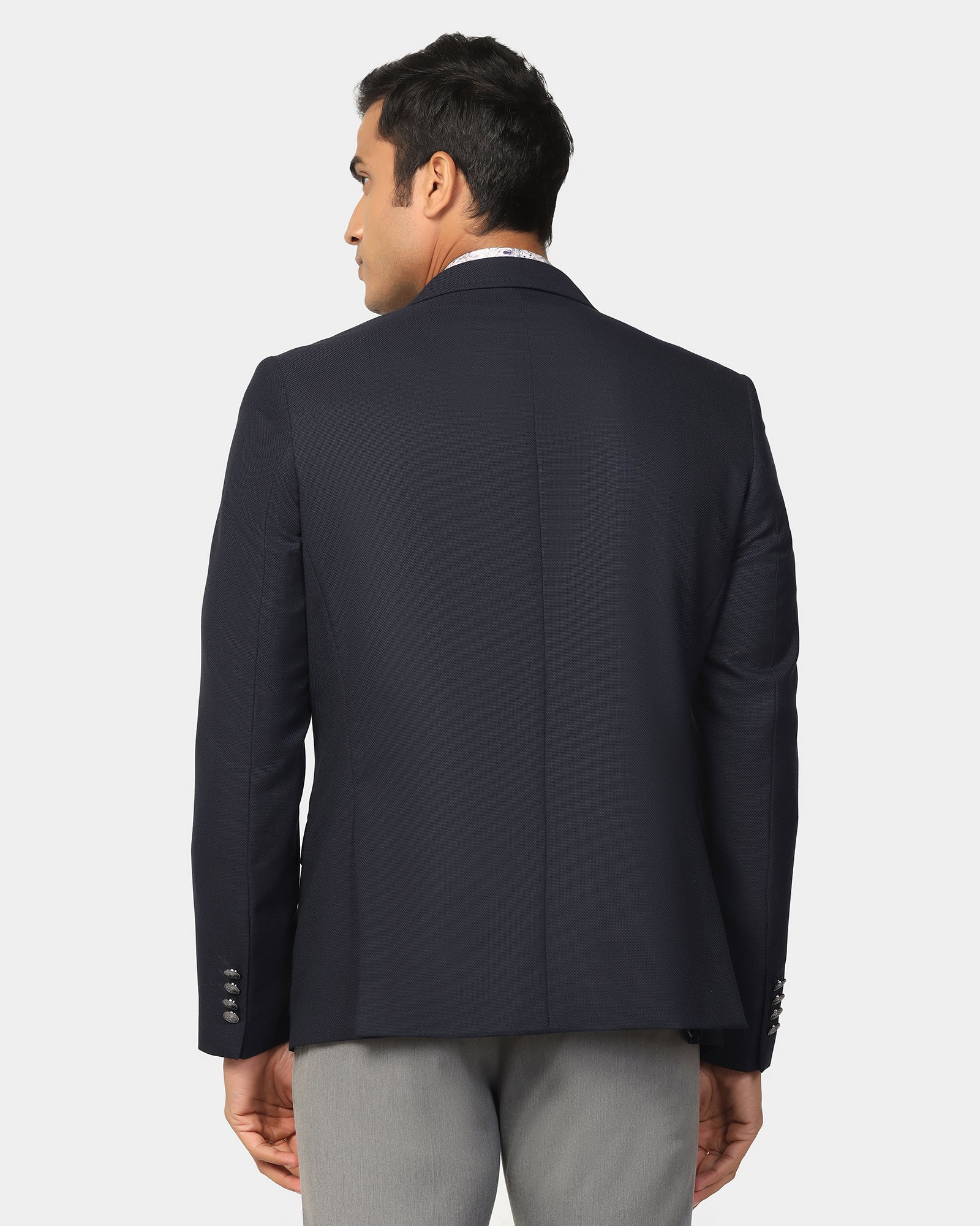 Formal Navy Textured Blazer - Quaint