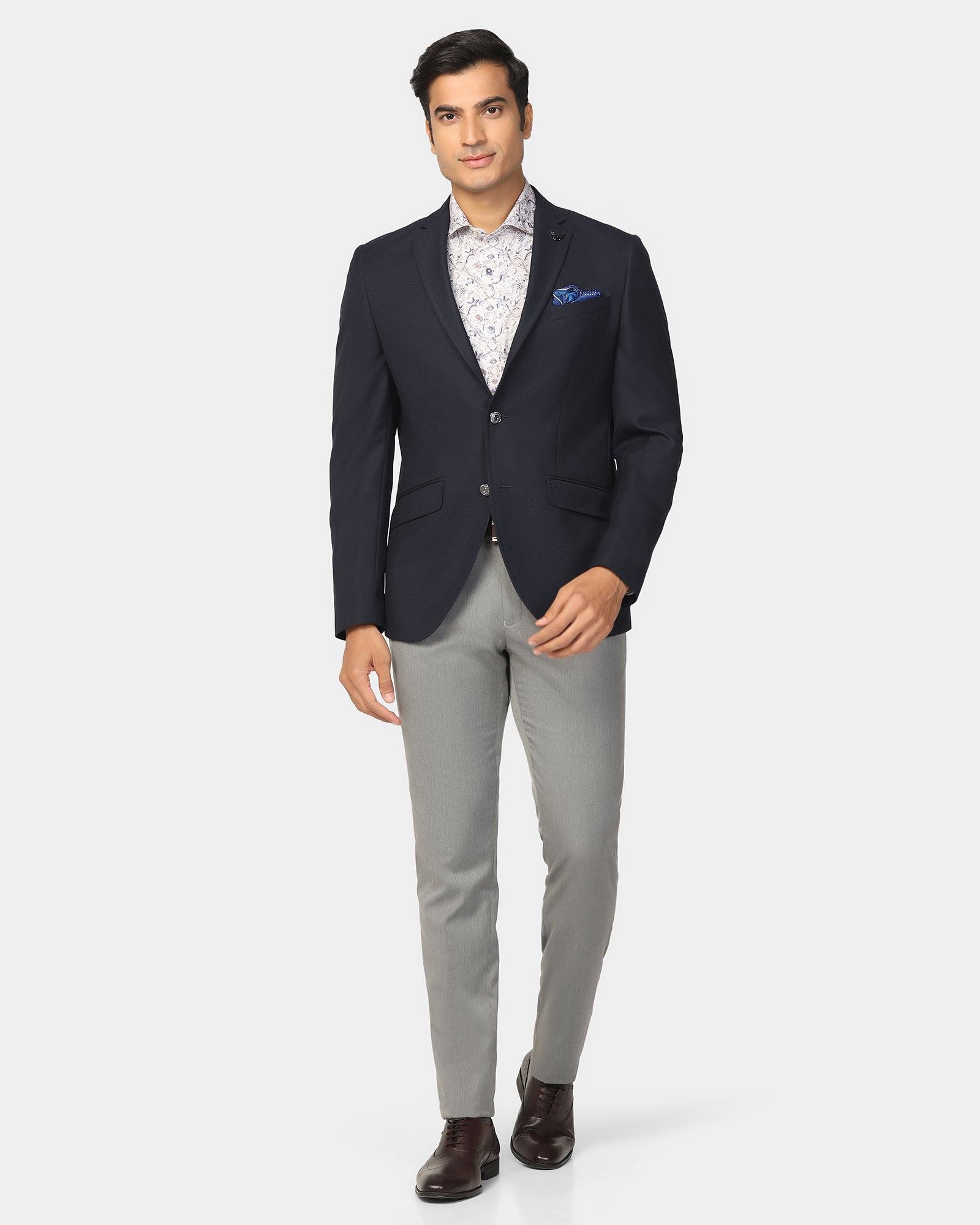 Formal Navy Textured Blazer - Quaint