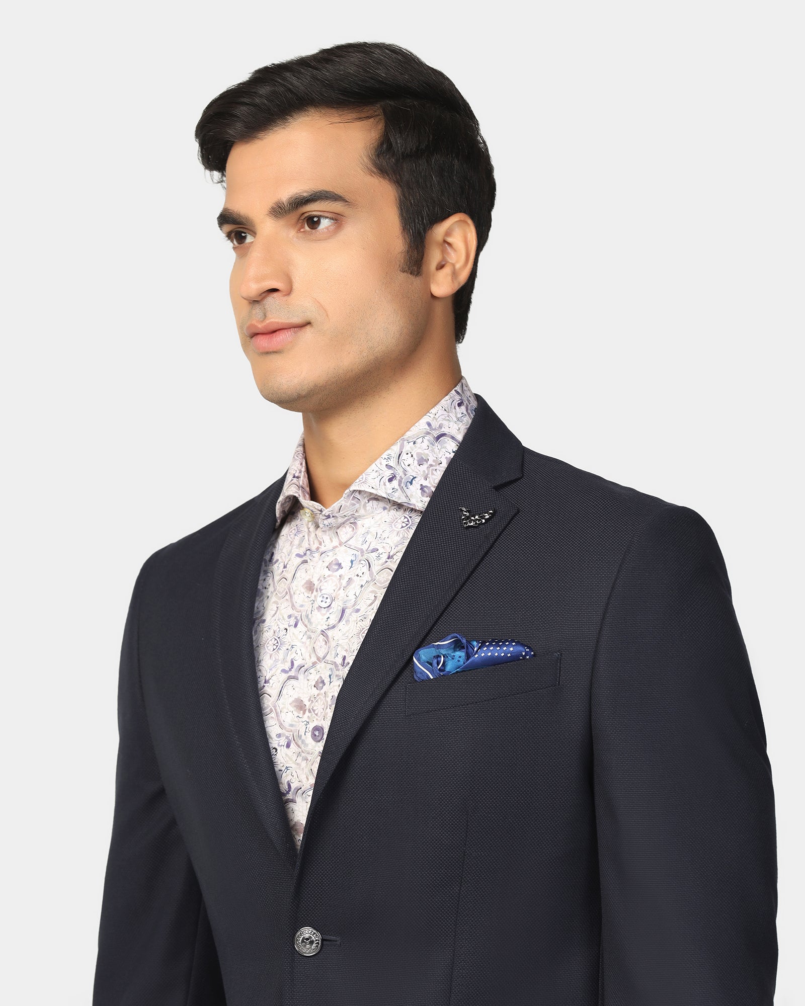 Formal Navy Textured Blazer - Quaint