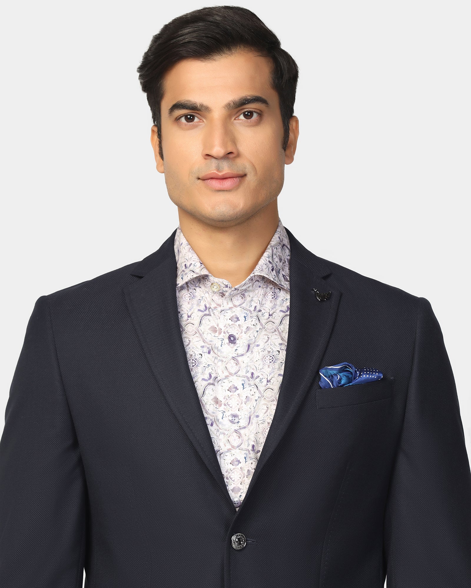 Formal Navy Textured Blazer - Quaint