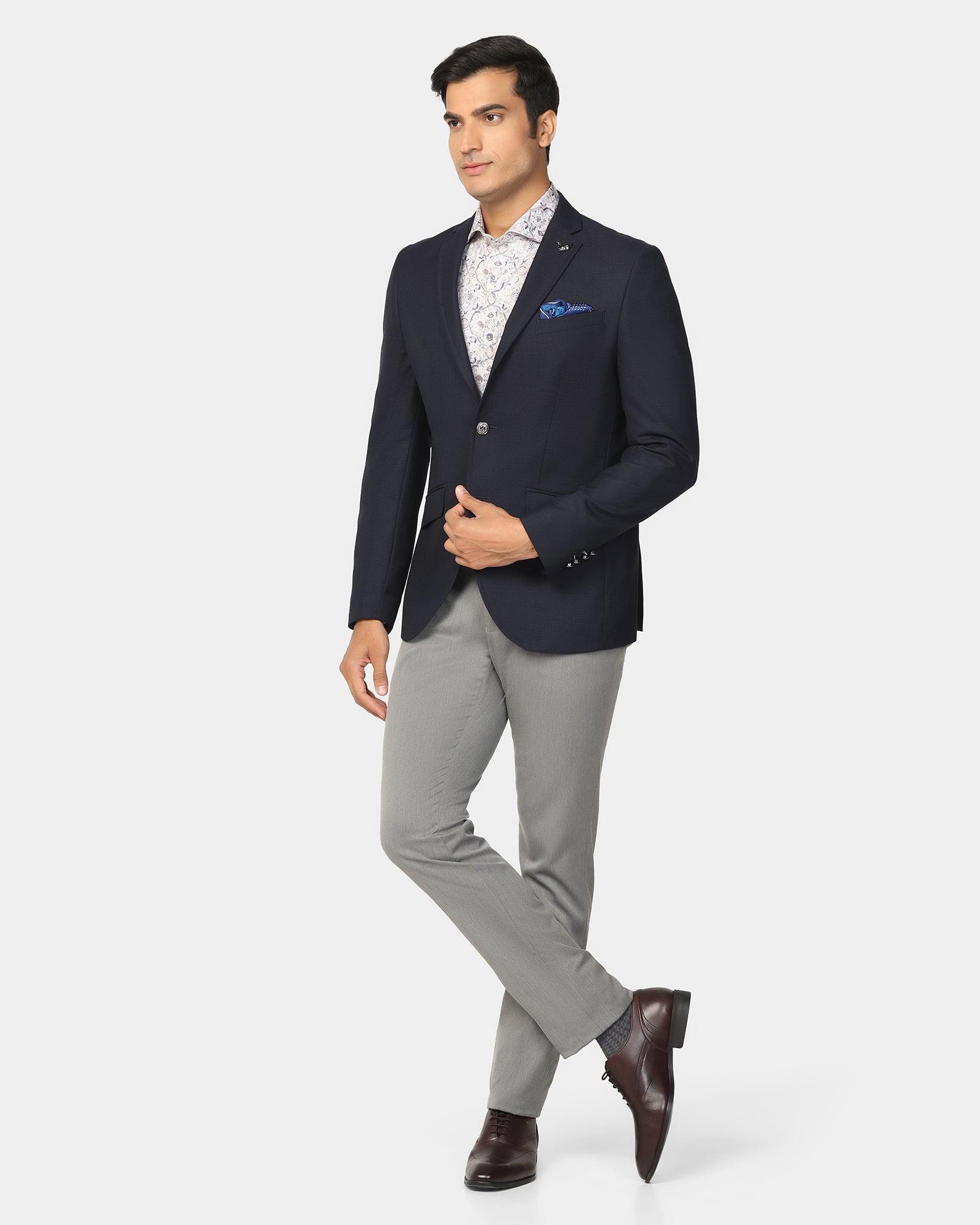 Formal Navy Textured Blazer - Quaint