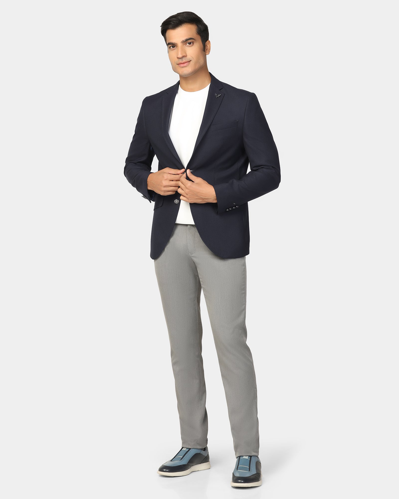 Formal Navy Textured Blazer - Quaint