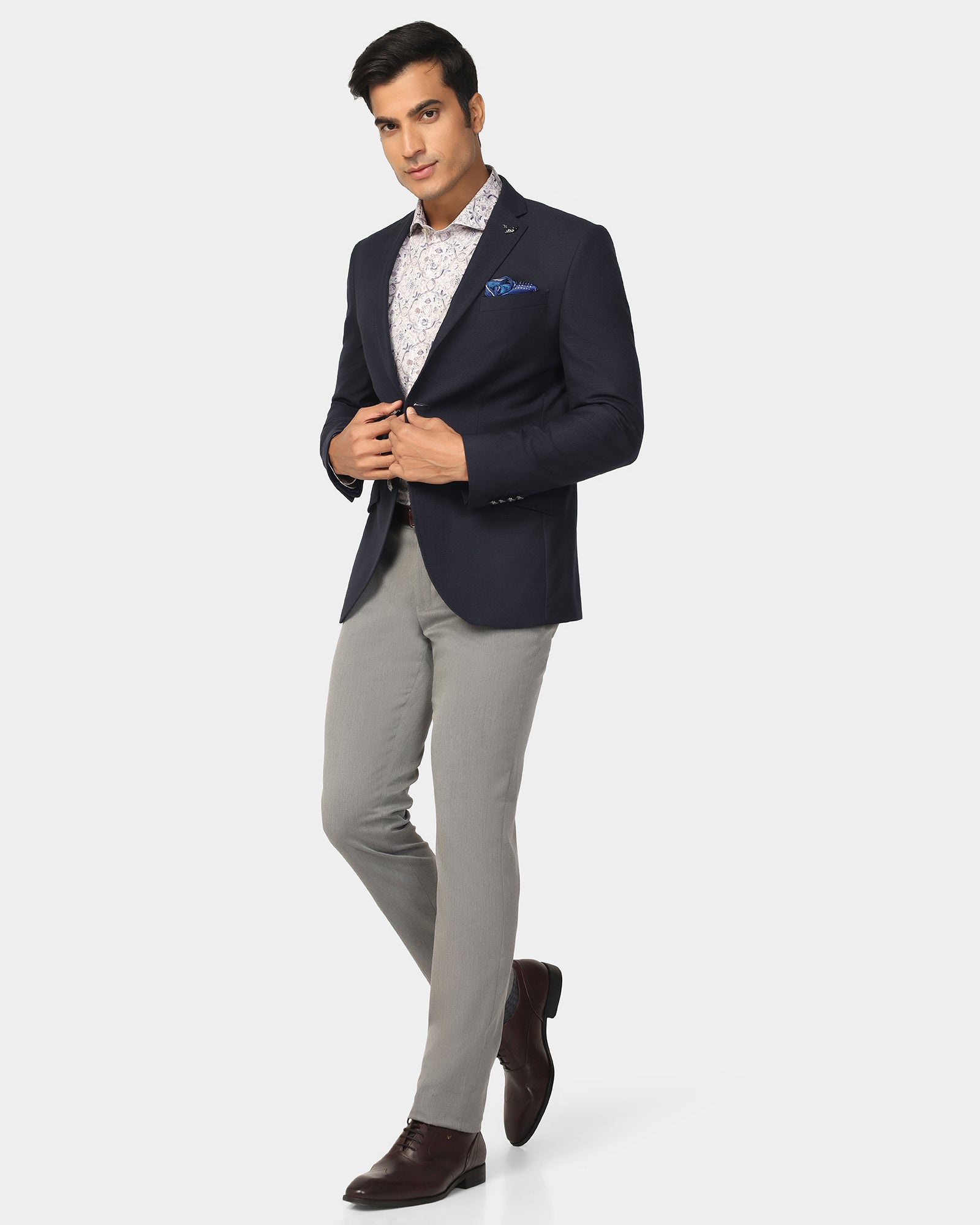 Formal Navy Textured Blazer - Quaint