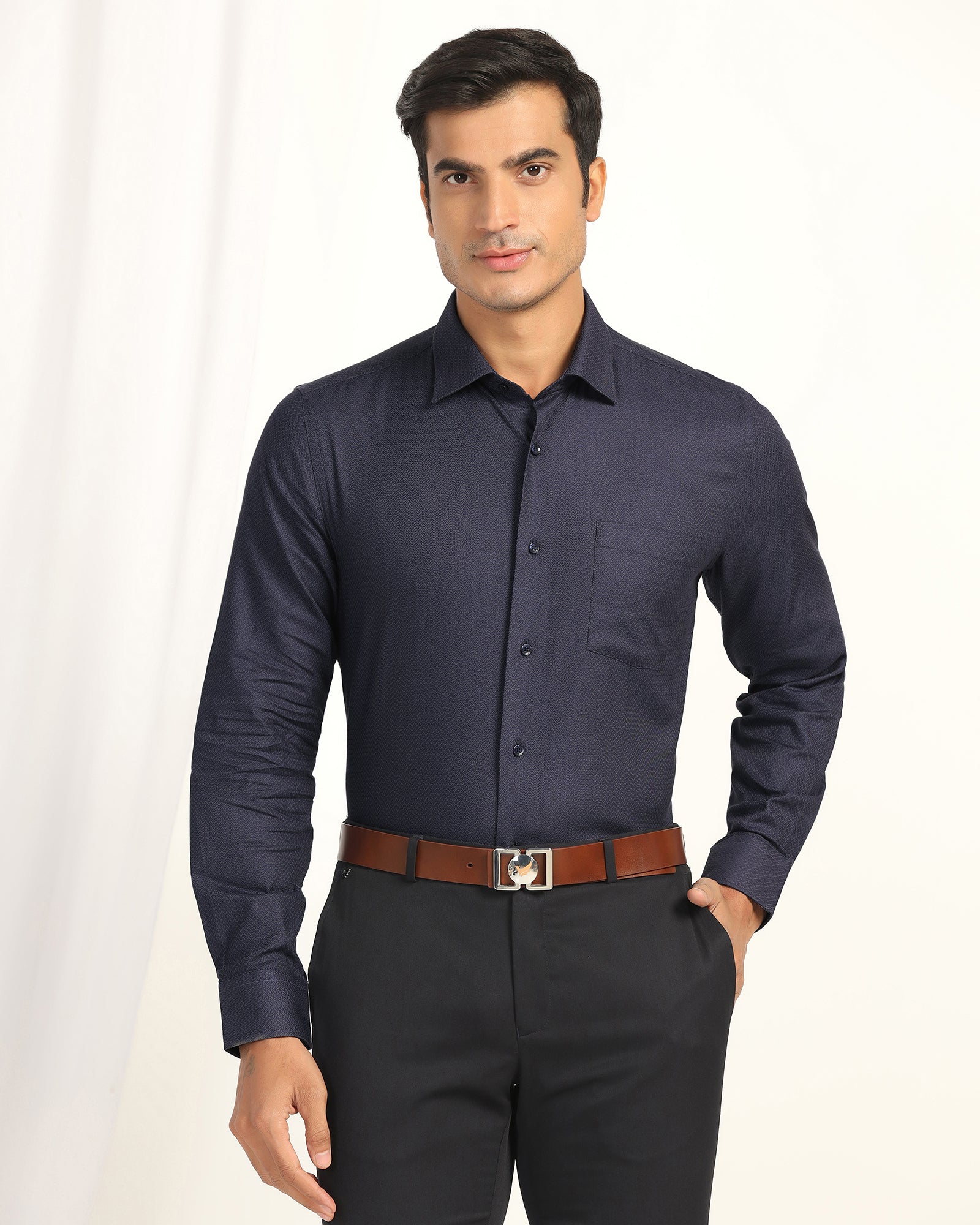 Formal Navy Textured Shirt - Lotto