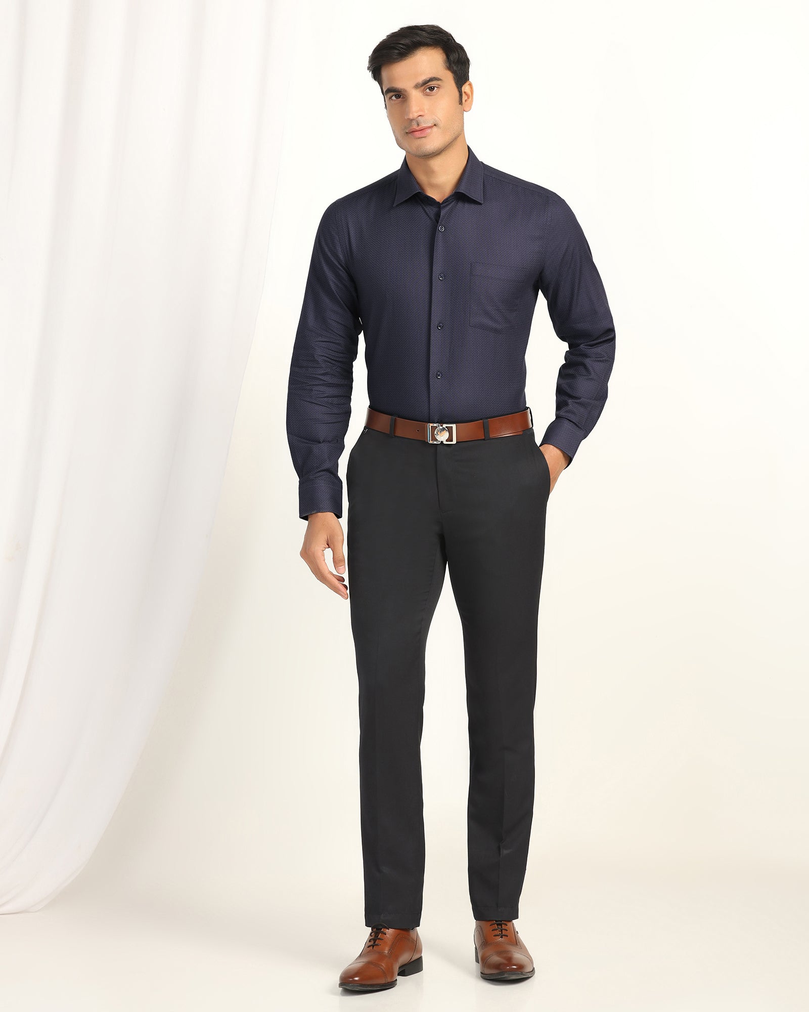 Formal Navy Textured Shirt - Lotto