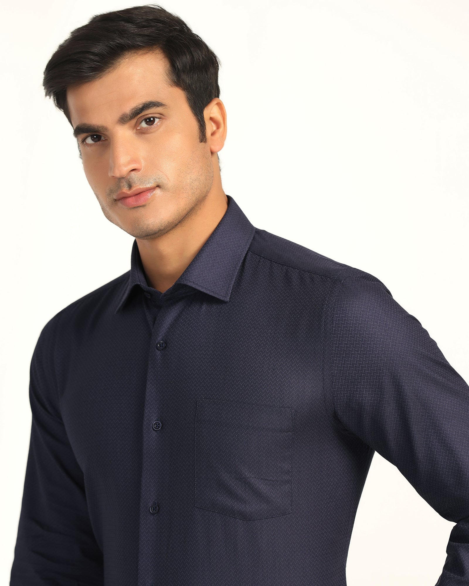 Formal Navy Textured Shirt - Lotto