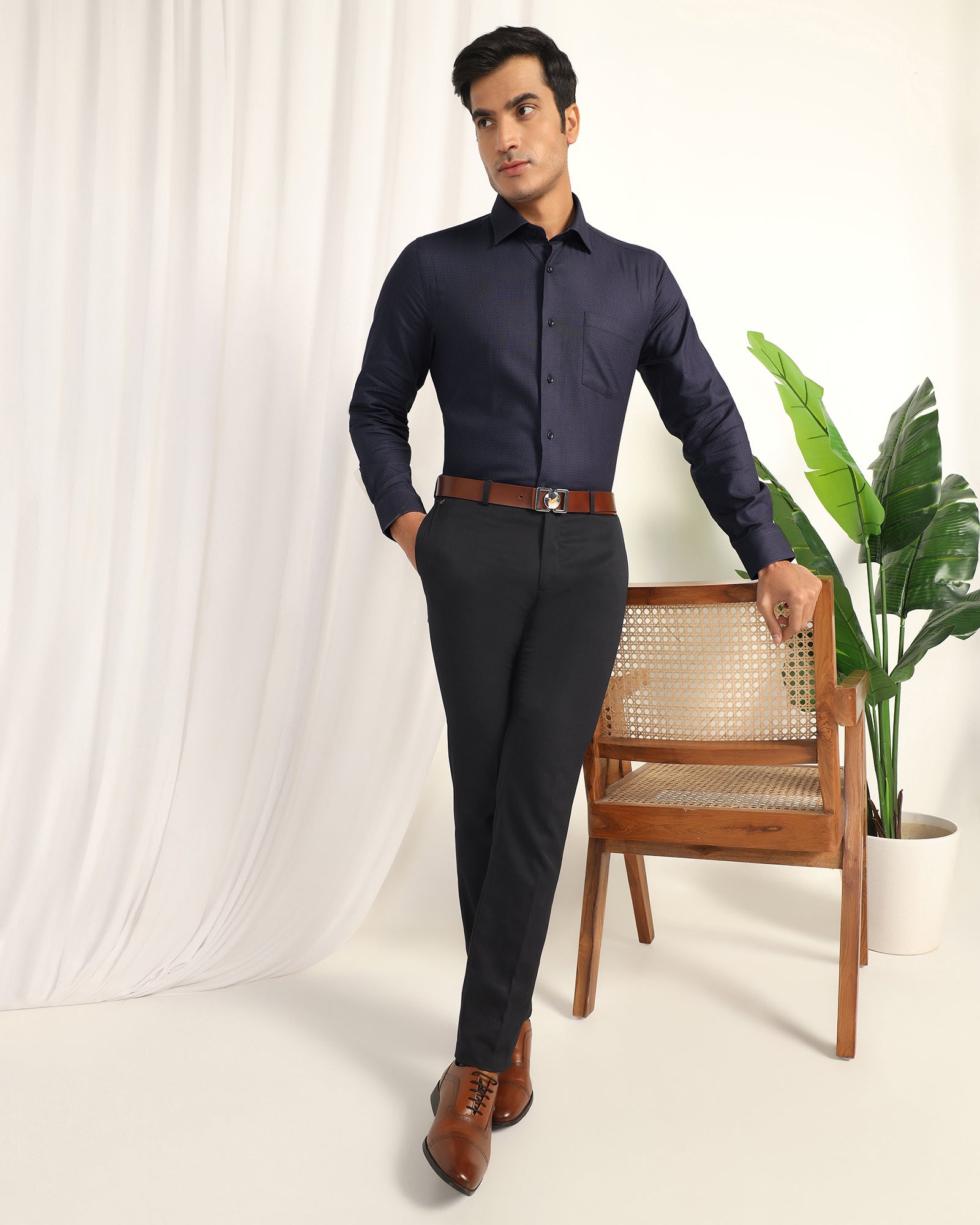 Formal Navy Textured Shirt - Lotto