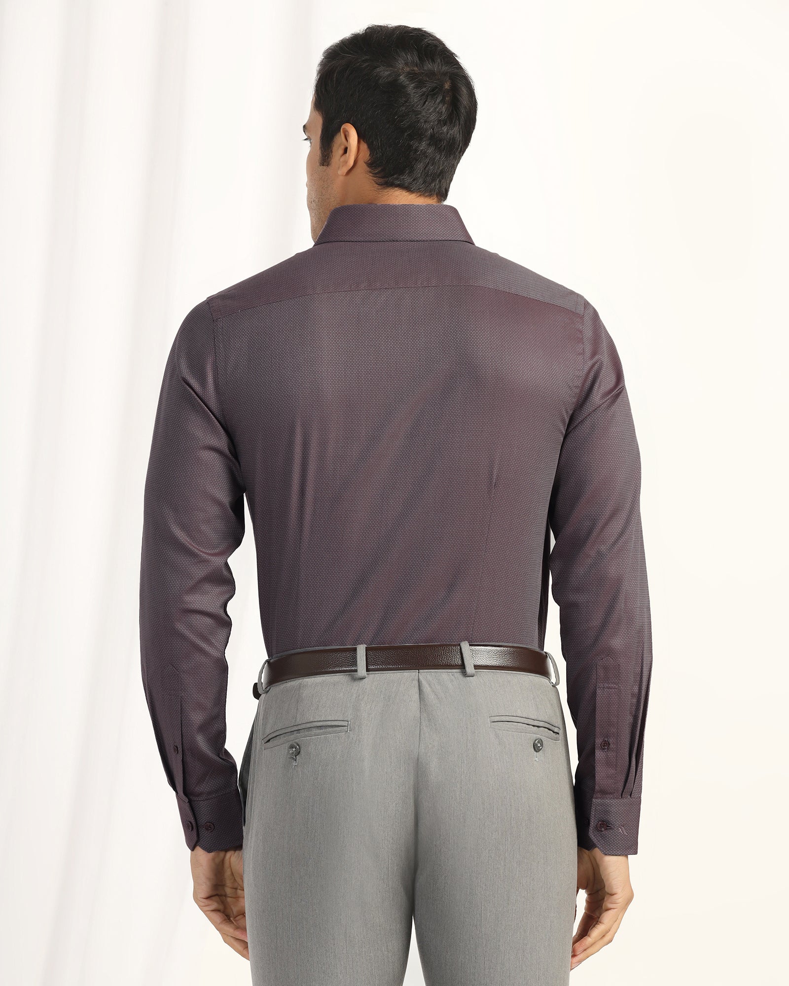 Formal Plum Textured Shirt - Punch