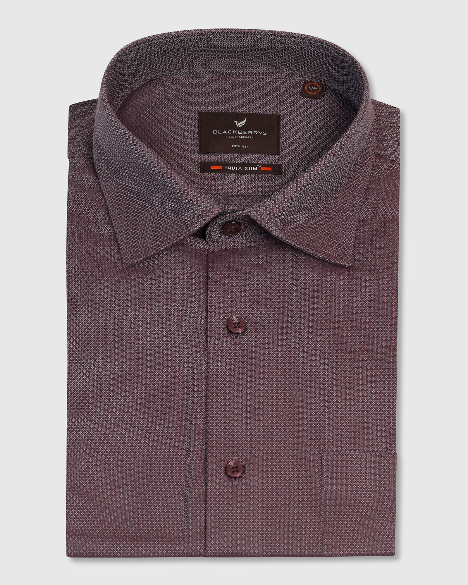 Formal Plum Textured Shirt - Punch