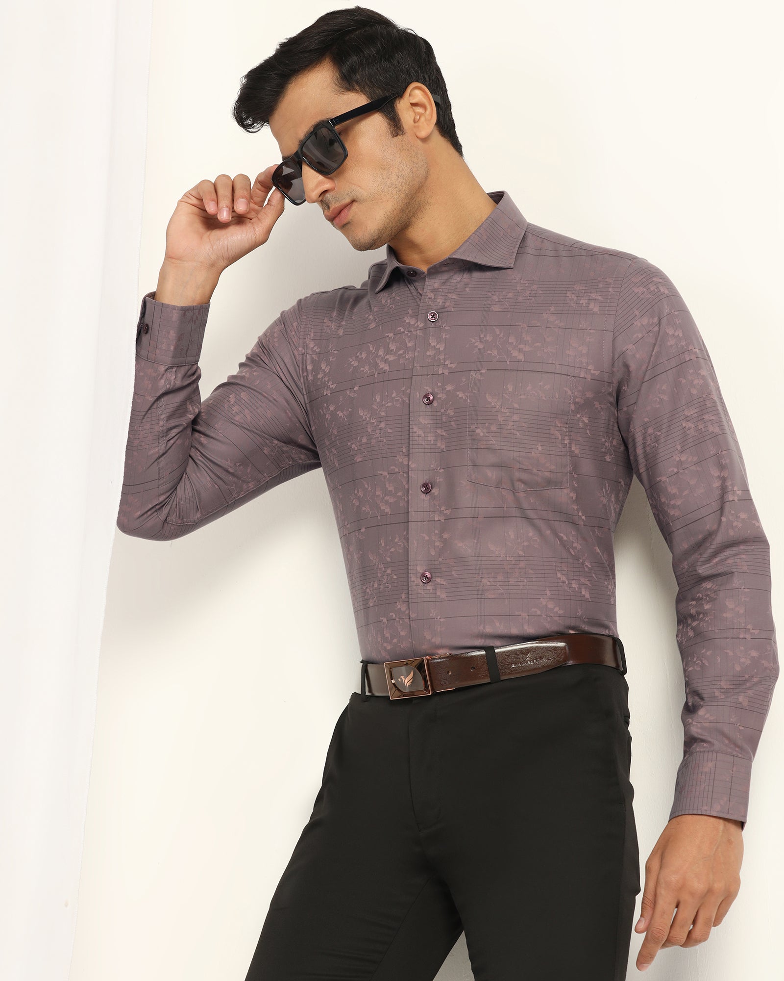 Formal Plum Jacquard Shirt - Switch
