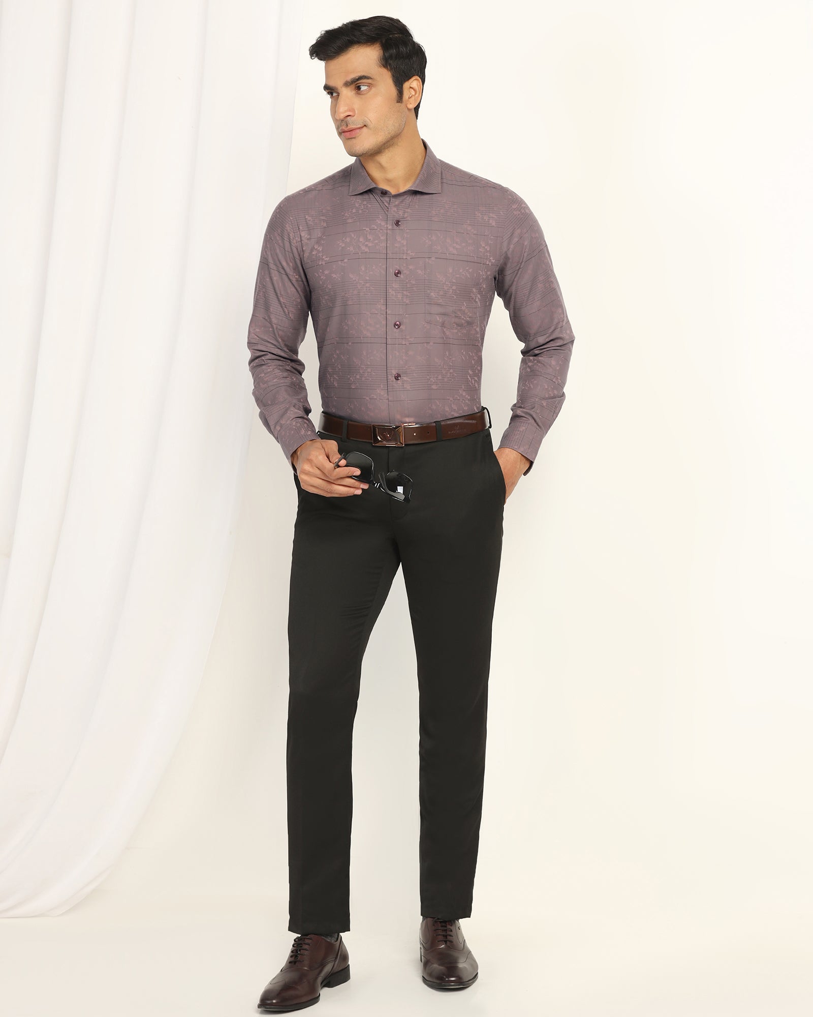 Formal Plum Jacquard Shirt - Switch
