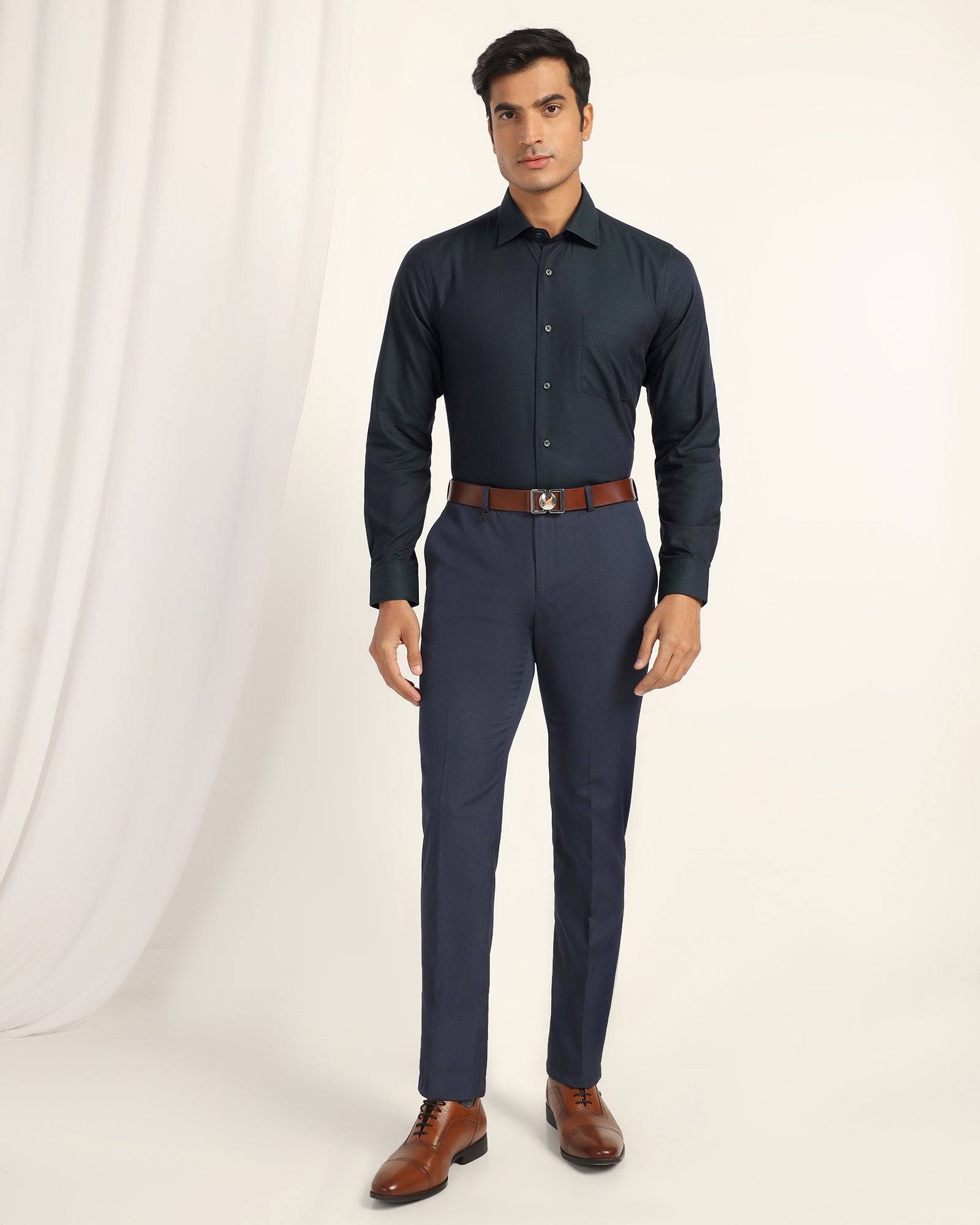Formal Teal Textured Shirt - Dario