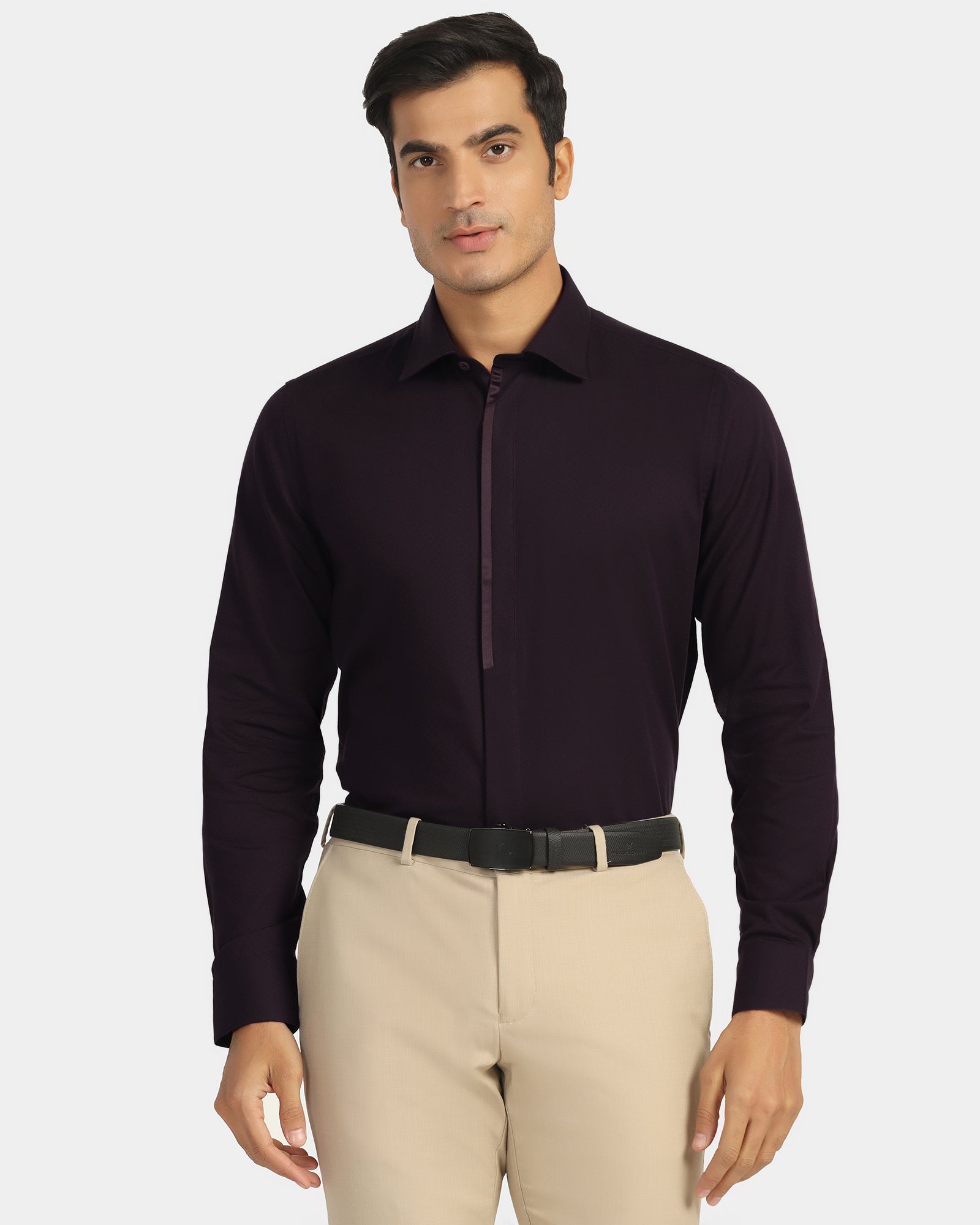 Formal Wine Textured Shirt - Brake