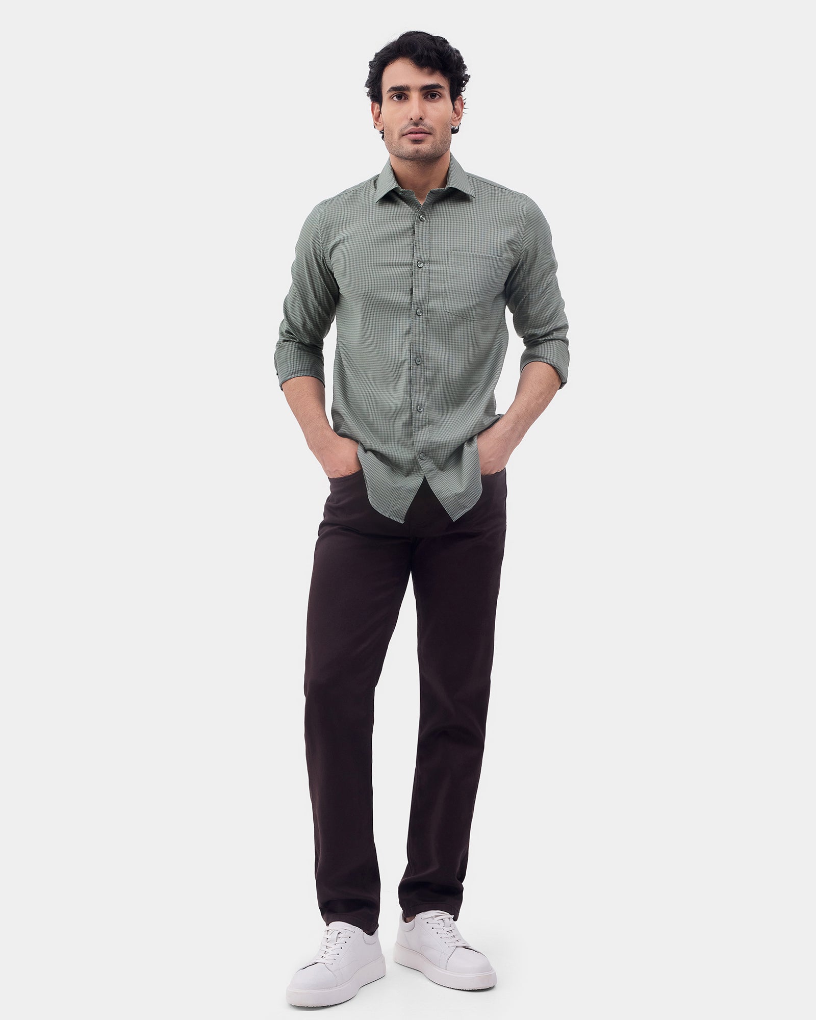 Green Textured Shirt - Rivon