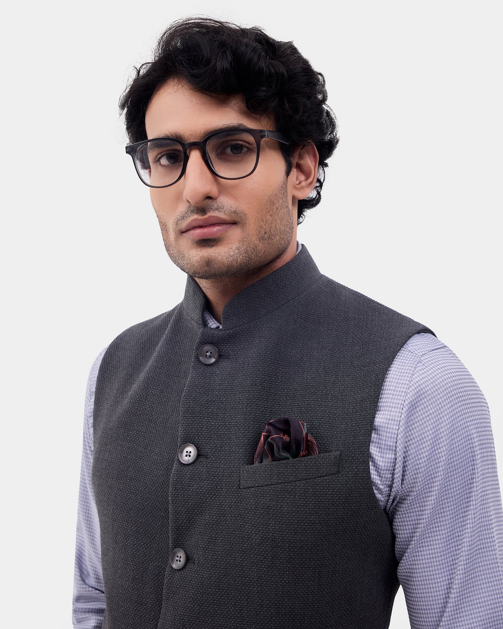 Grey Textured Waistcoat - Prodigy