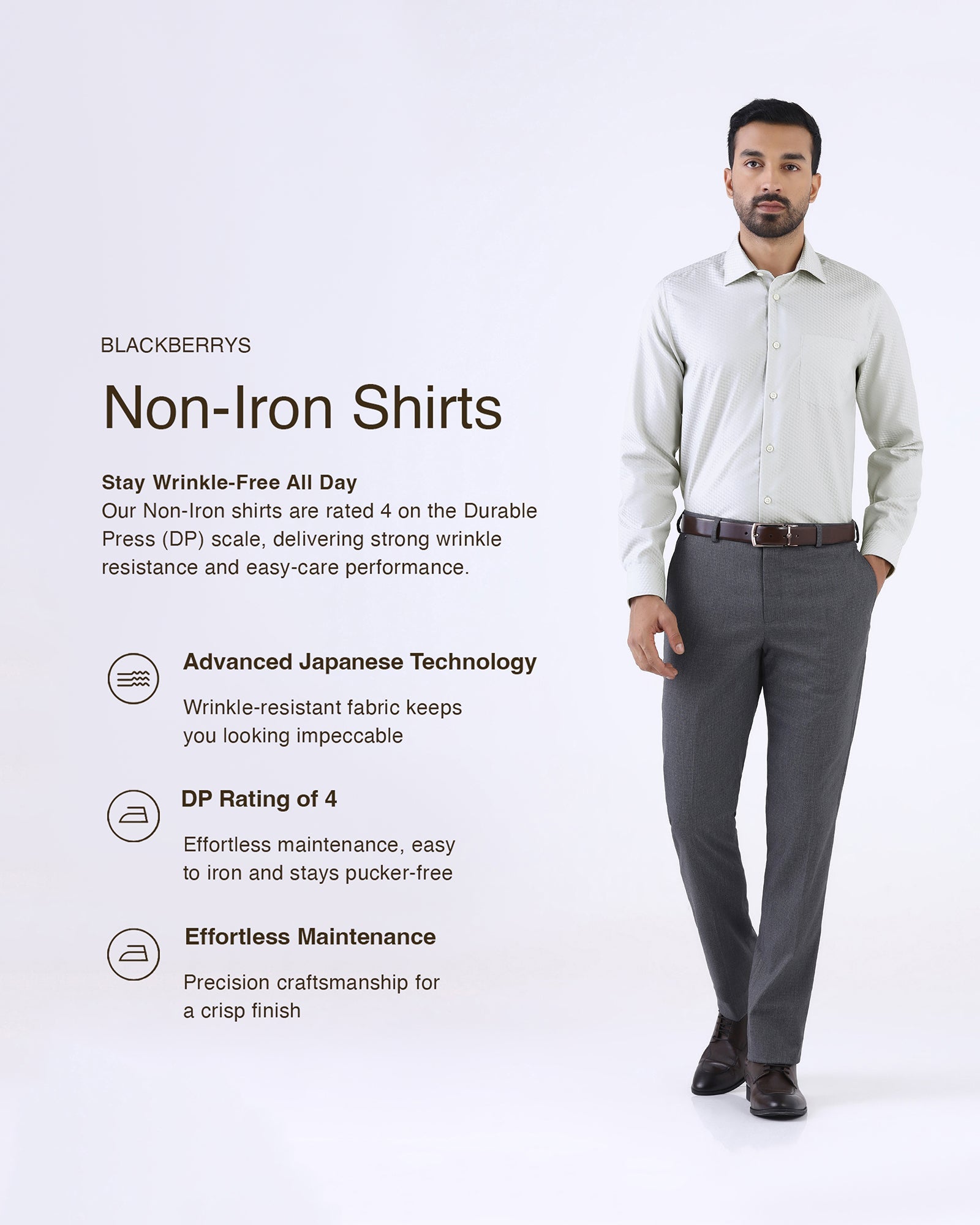 Grey Non Iron Textured Shirt - Esme