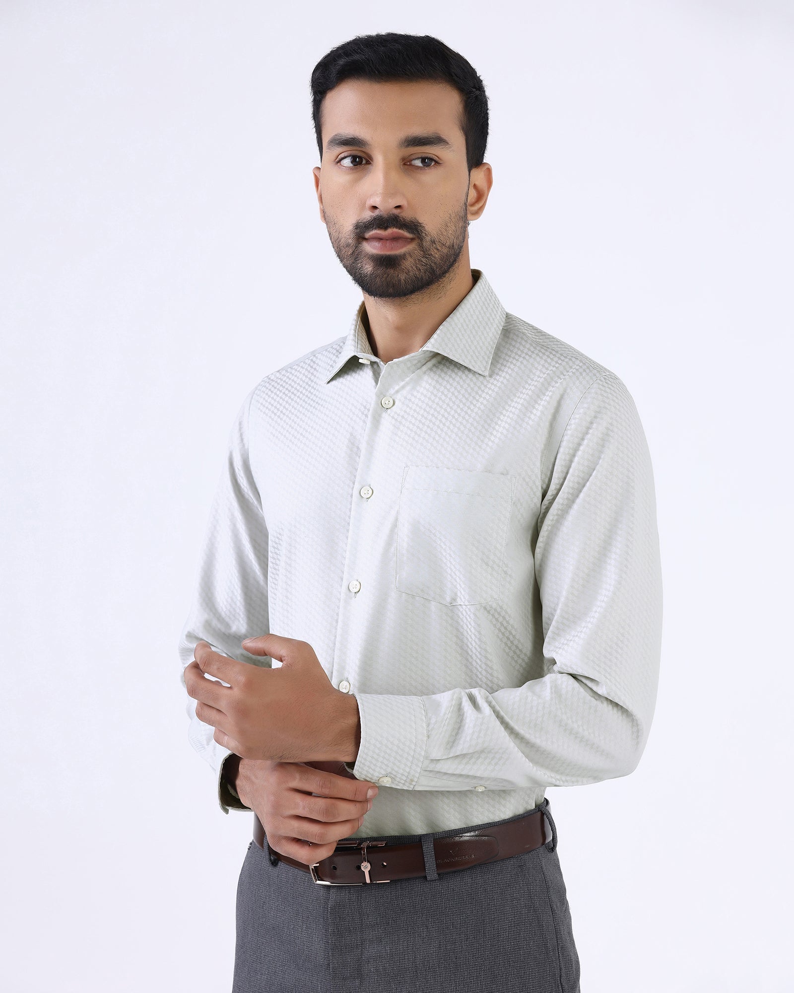 Grey Non Iron Textured Shirt - Esme