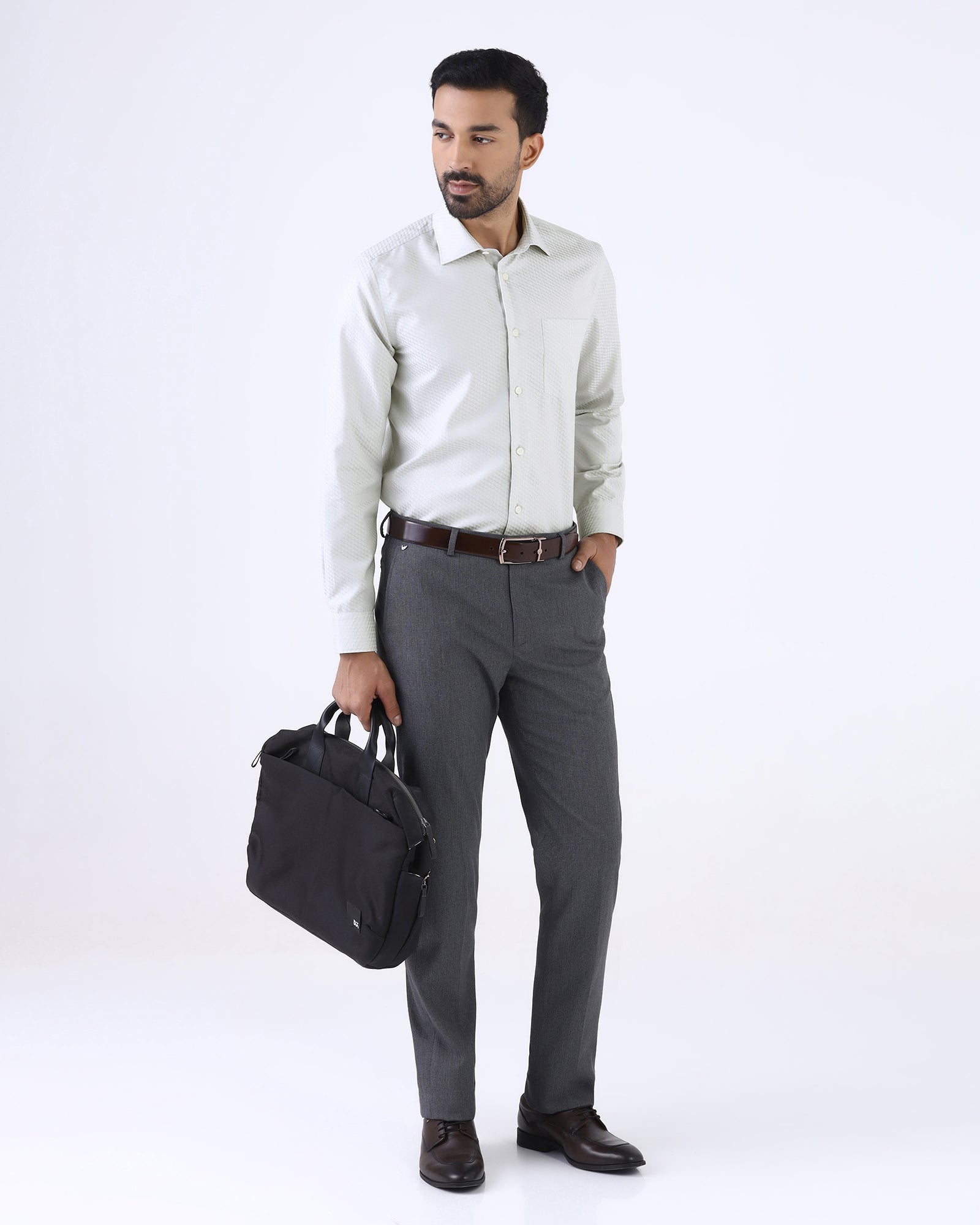 Grey Non Iron Textured Shirt - Esme