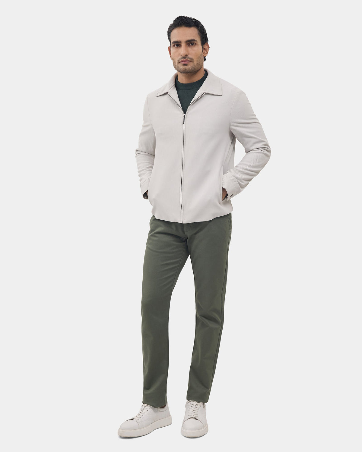 Grey Stripe Zipper Jacket - Nesta