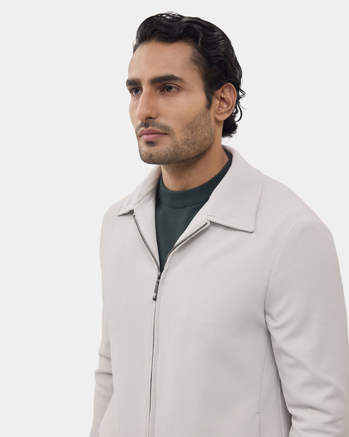Grey Stripe Zipper Jacket - Nesta