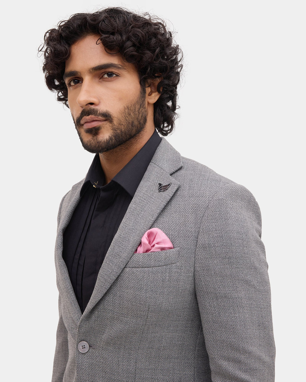 Grey Textured Blazer - Thatcher