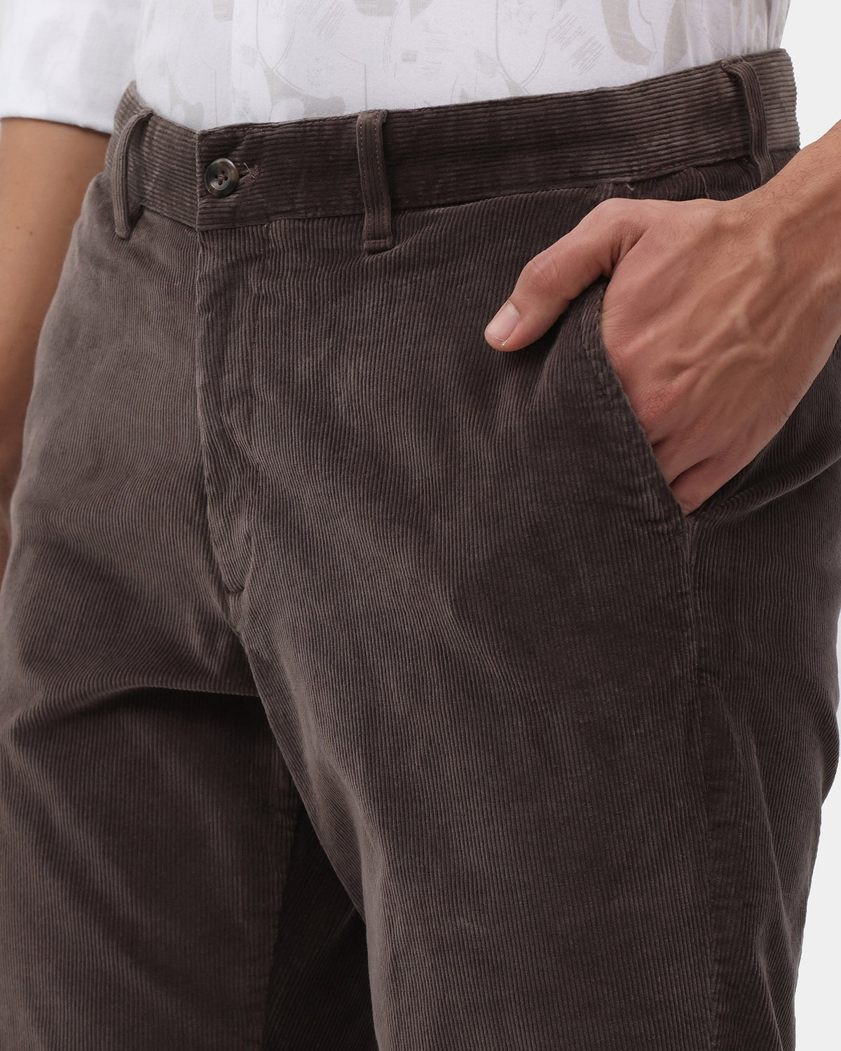 Grey Corduroy Khakis - Black