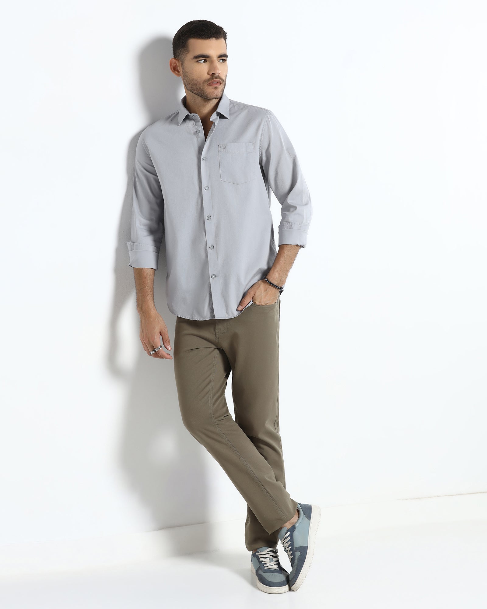 Grey Textured Shirt - Nuvan