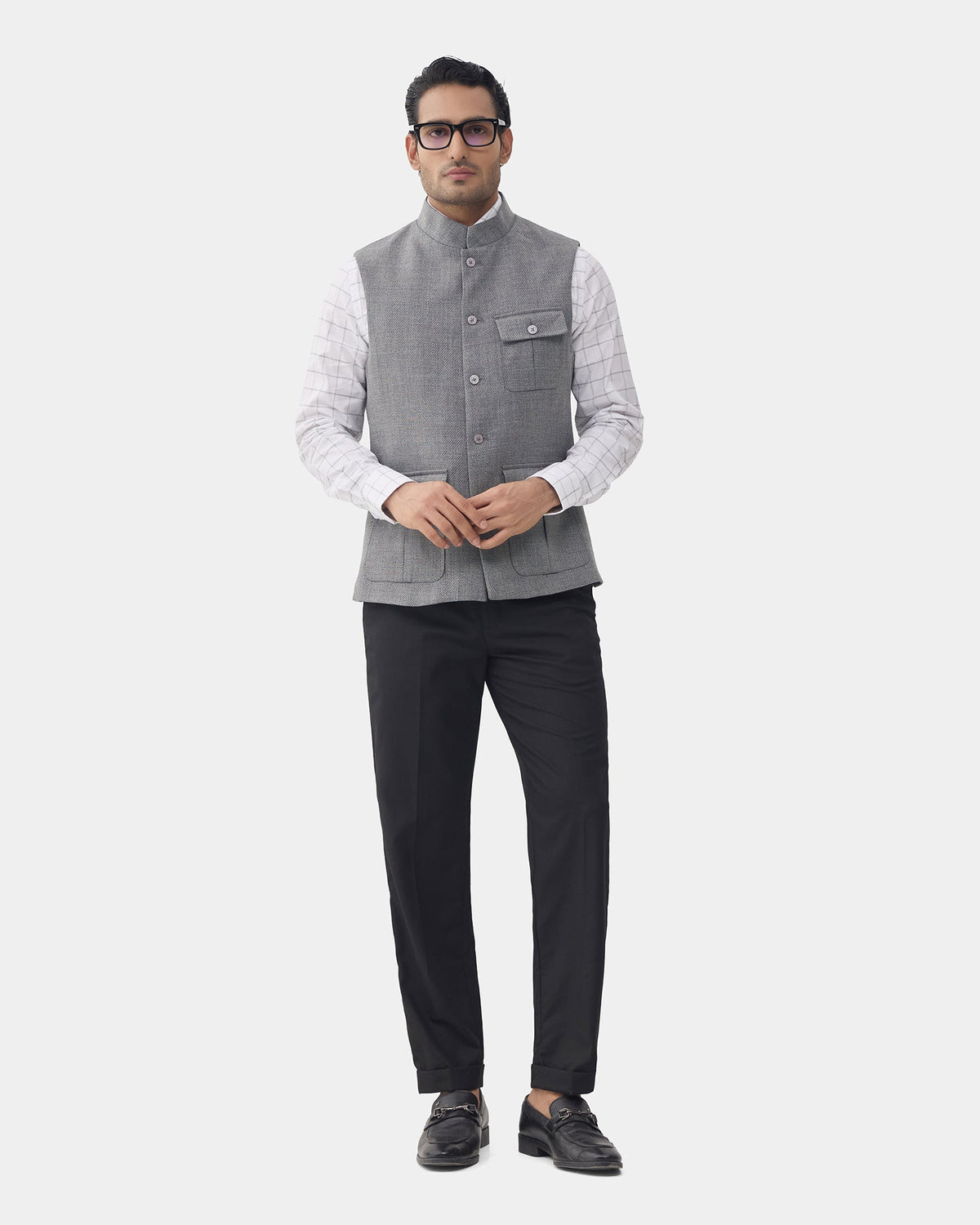 Grey Textured Waistcoat - Scholar