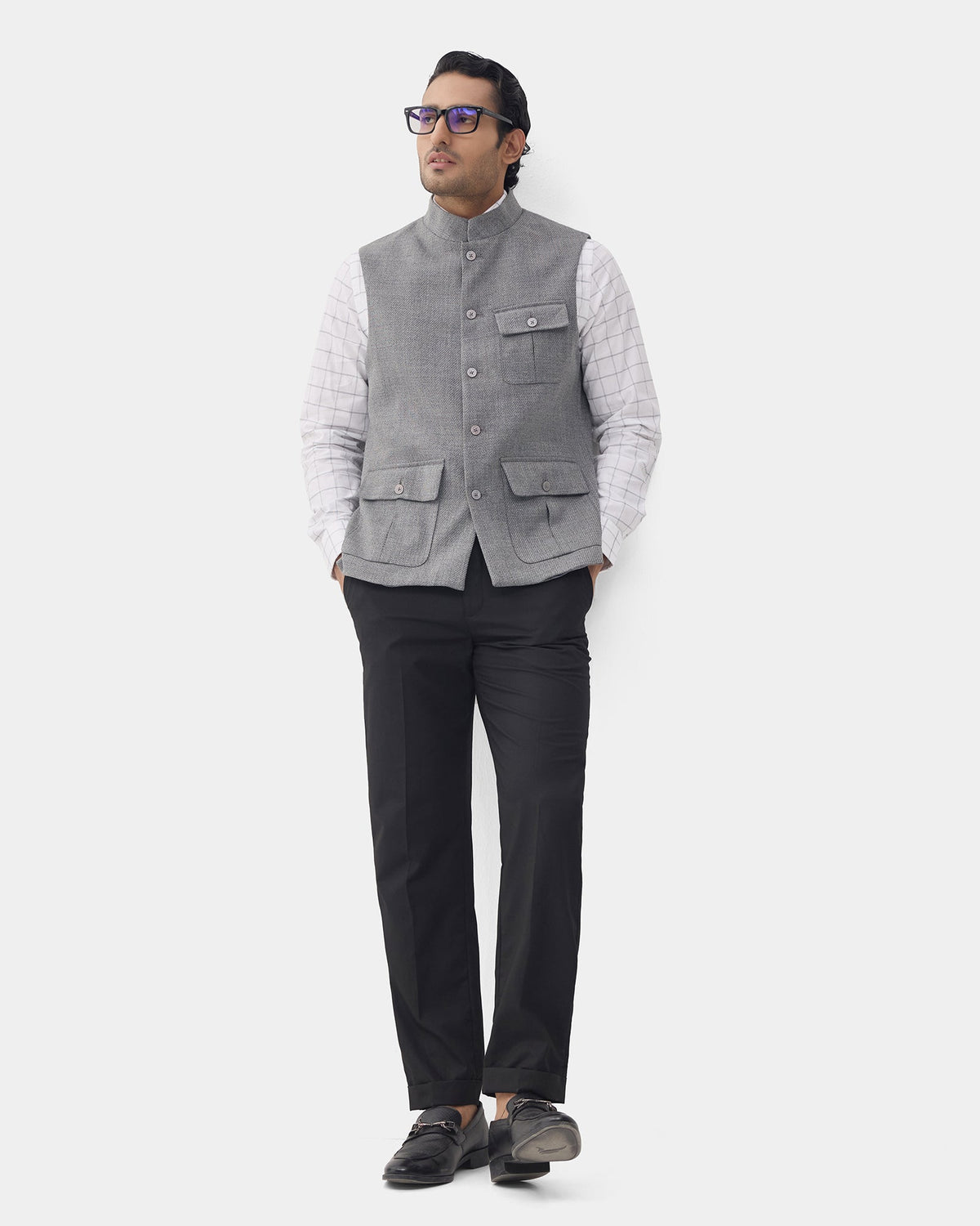 Grey Textured Waistcoat - Scholar