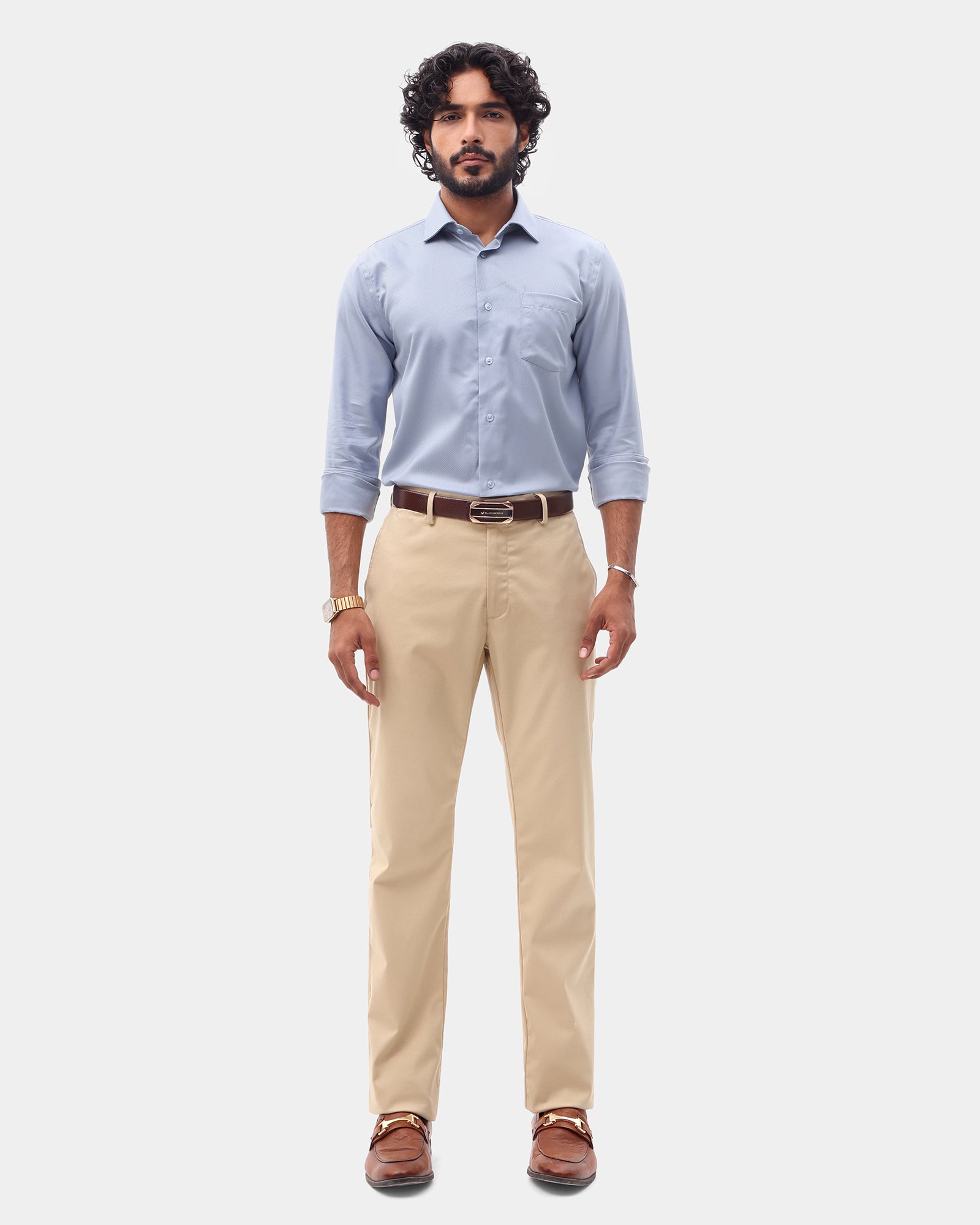 Greyish Blue Unwrinkle Textured Shirt - P31