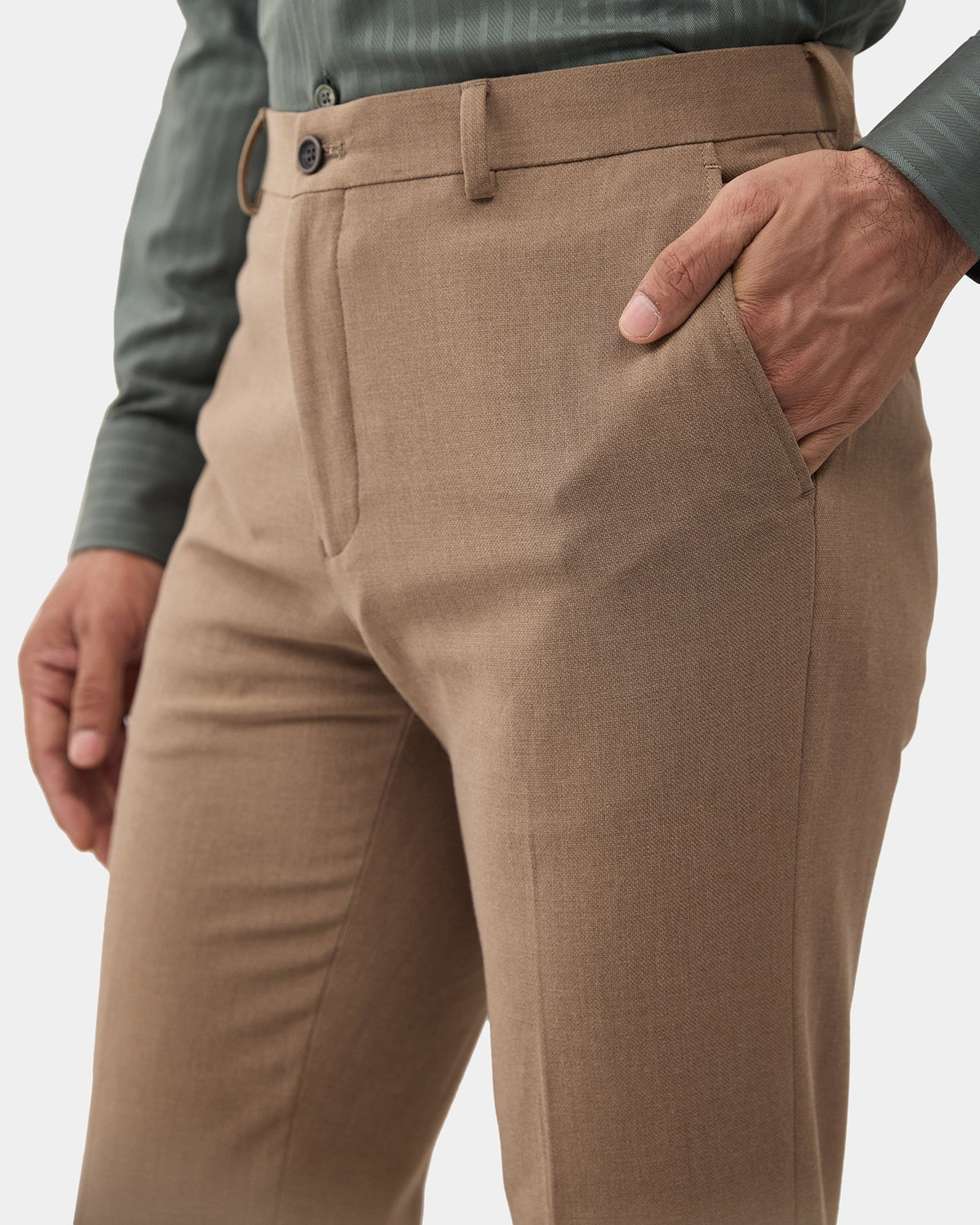 Khaki Textured Trouser - Delma