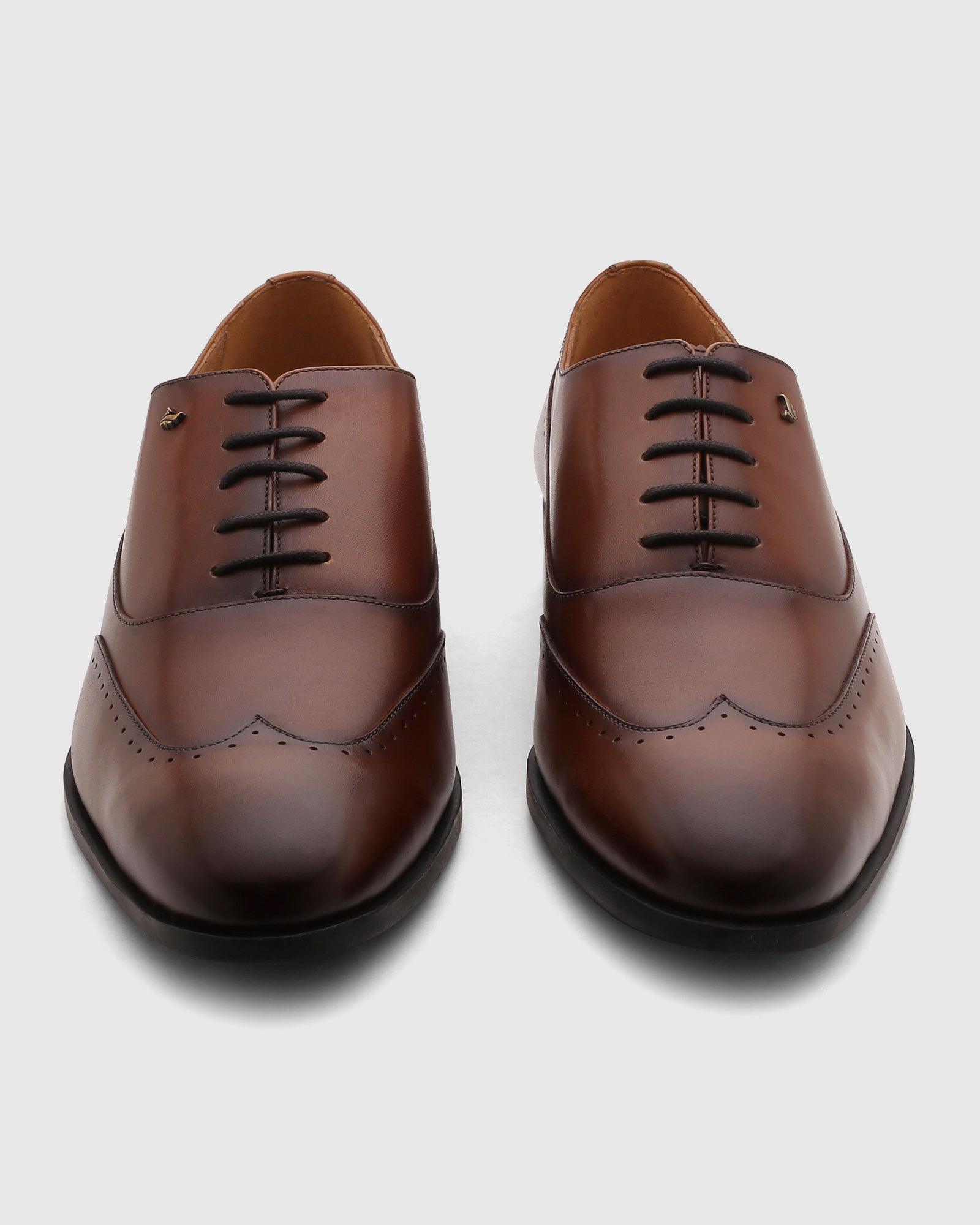 Solid Leather Oxford Shoes In Tan (Qusso) - Blackberrys