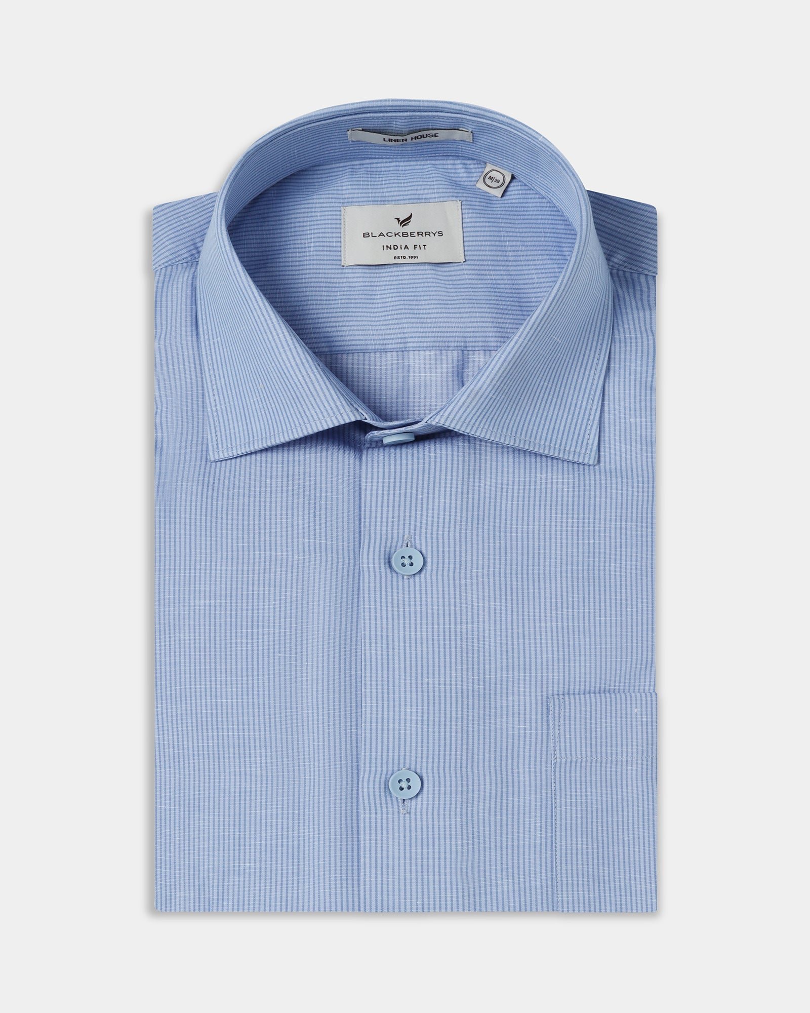 Light Blue Linen Stripe Shirt - Kyro